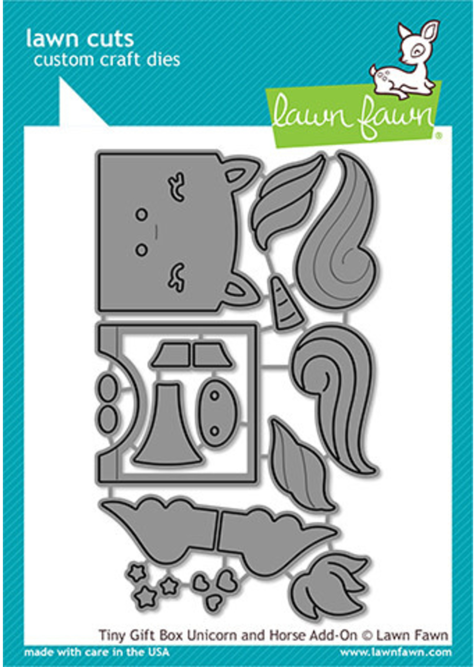Lawn Fawn Tiny Gift Box Unicorn and horse add-on