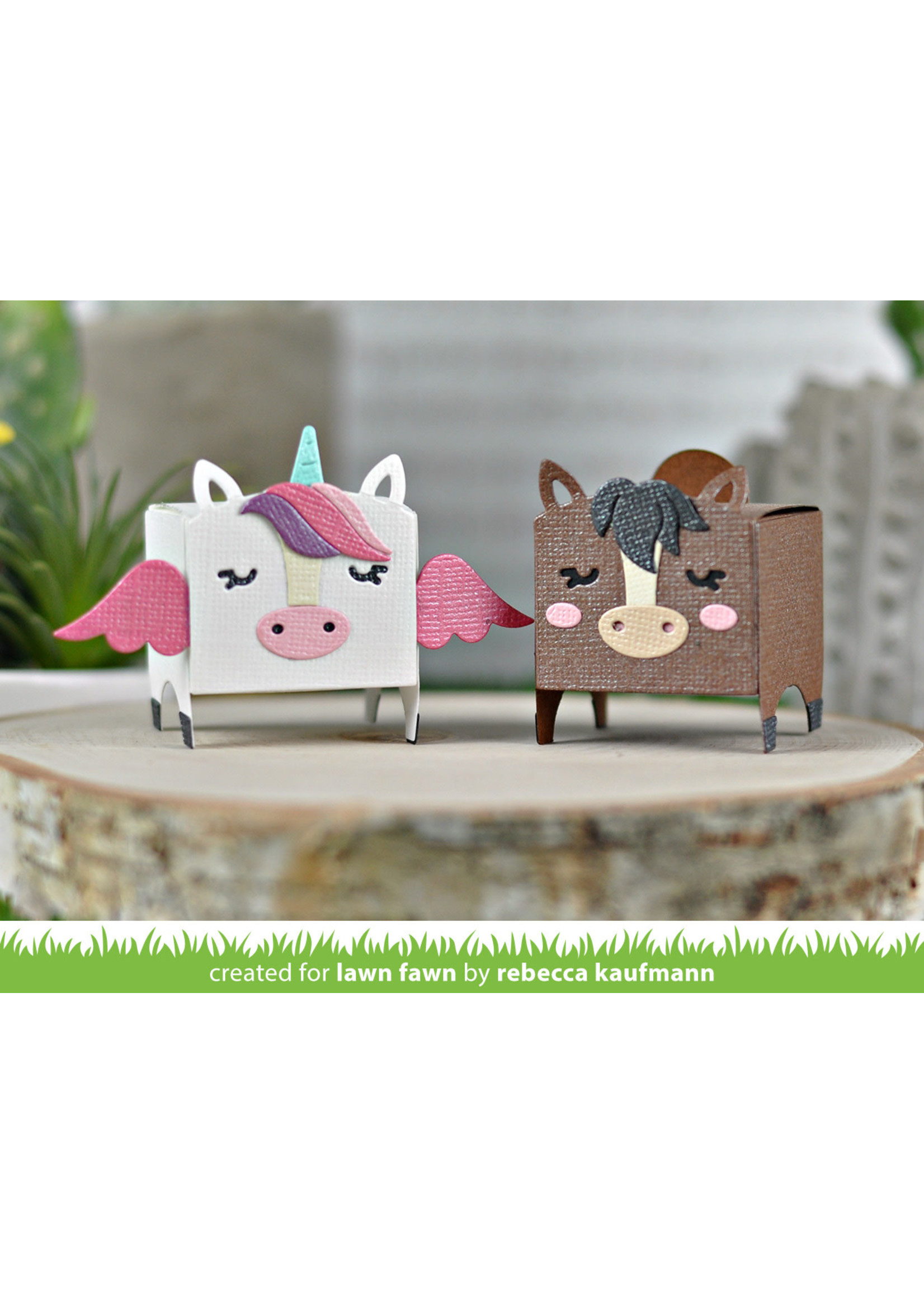 Lawn Fawn Tiny Gift Box Unicorn and horse add-on