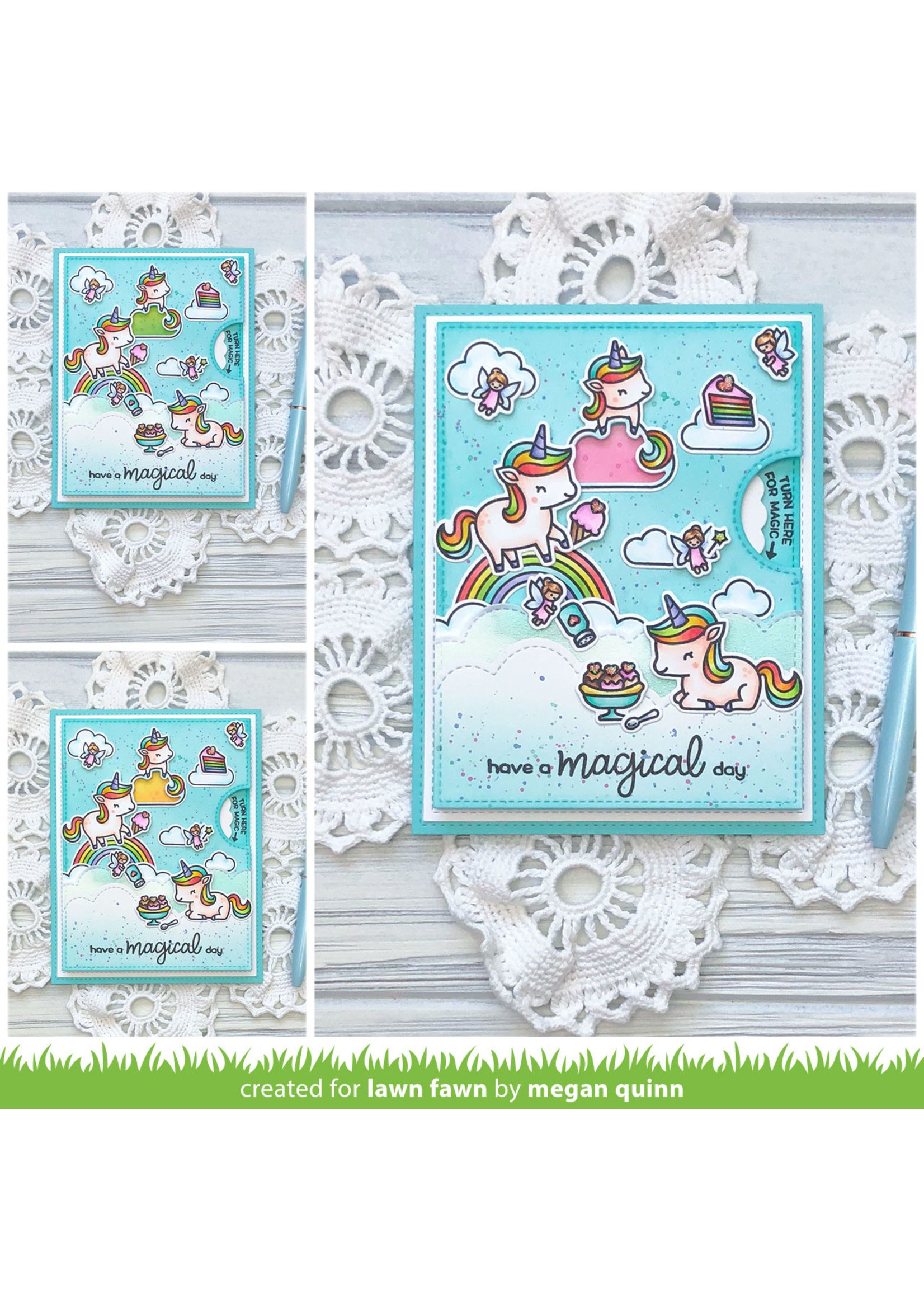 Lawn Fawn reveal wheel unicorn picnic add-on