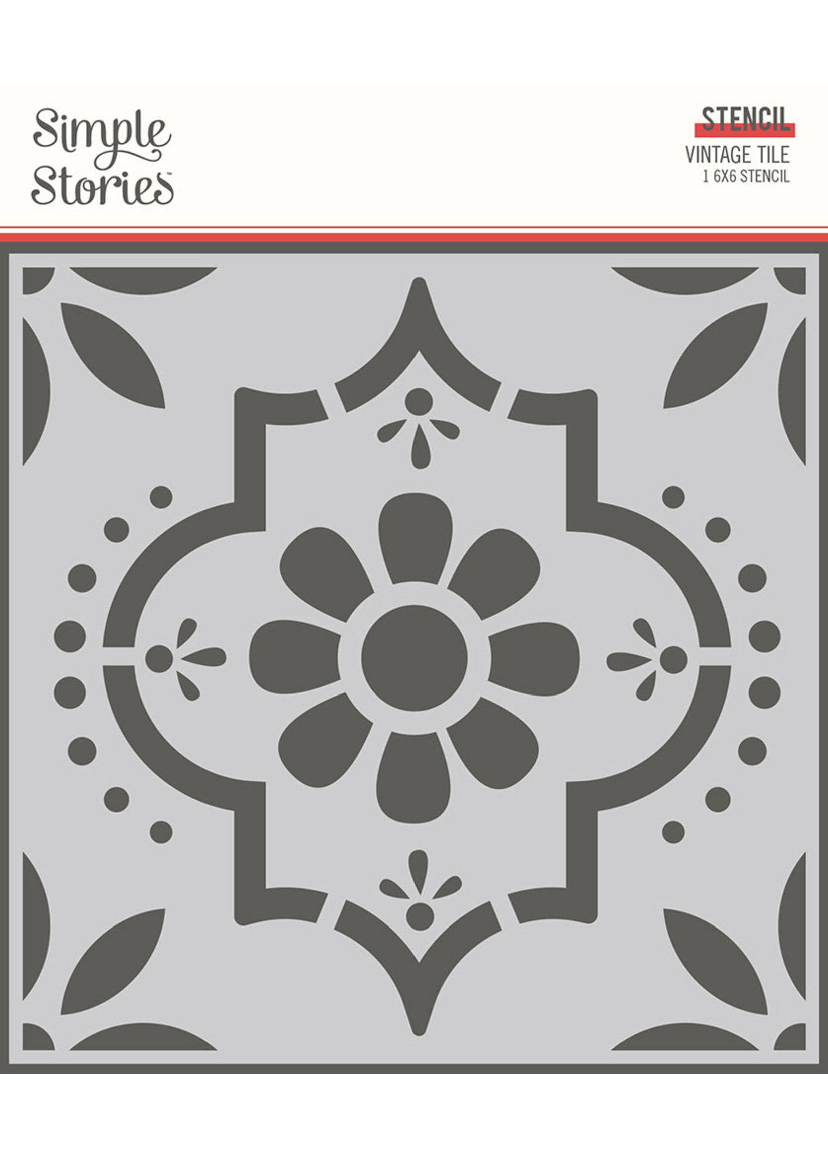 Simple Stories Apron Strings: 6x6 Stencil- Vintage Tile