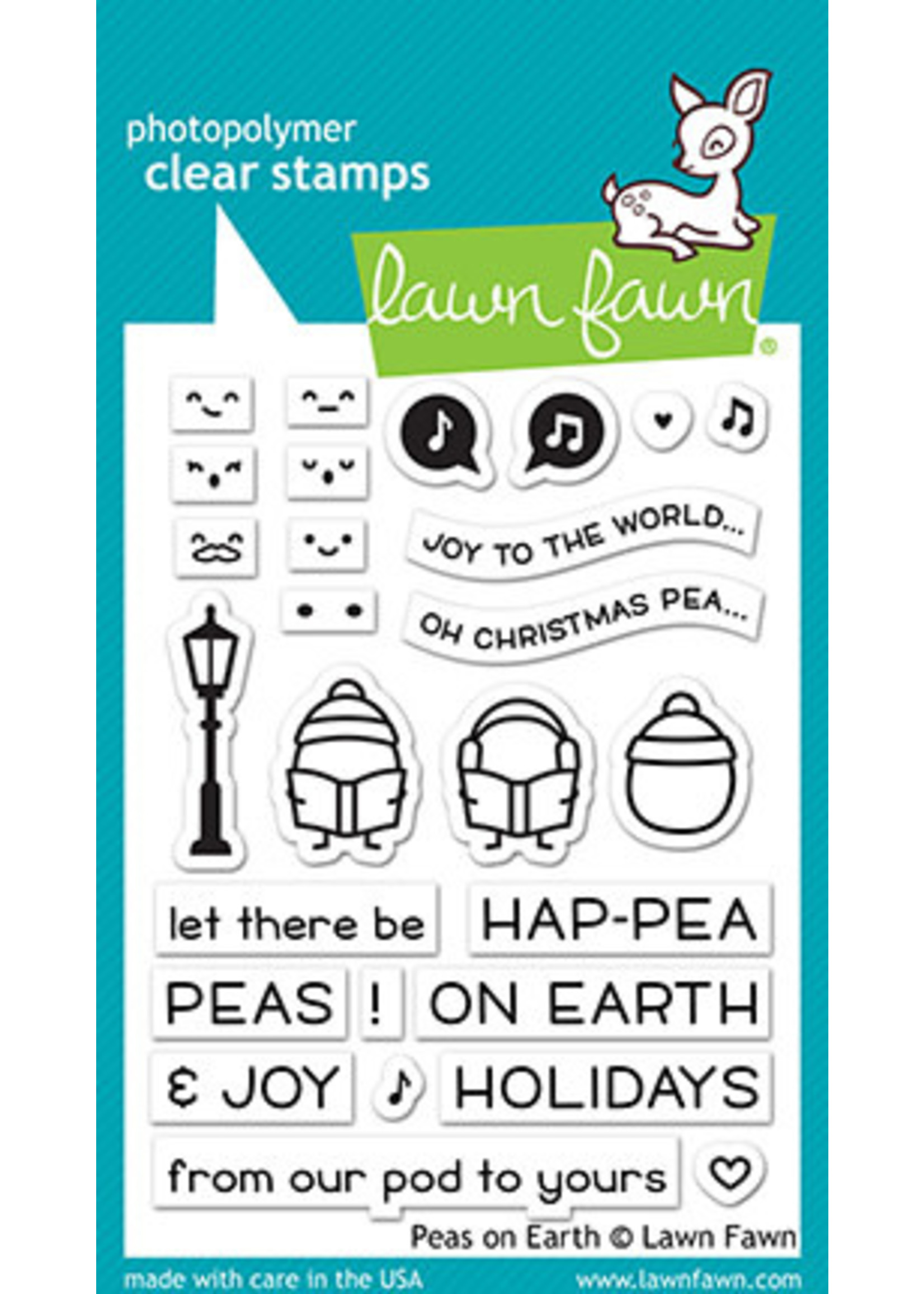 Lawn Fawn peas on earth stamp