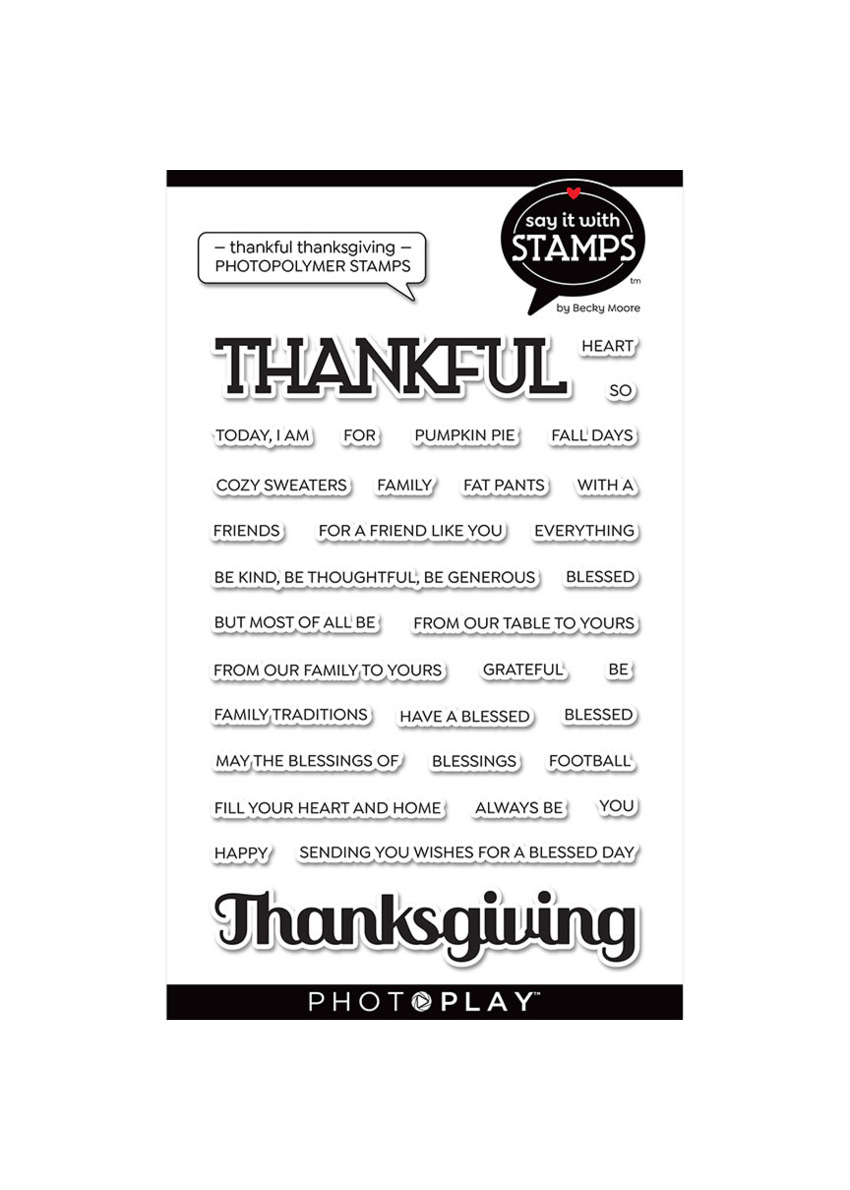Photoplay Thankful/Thanksgiving 4"x6" Word Stamp