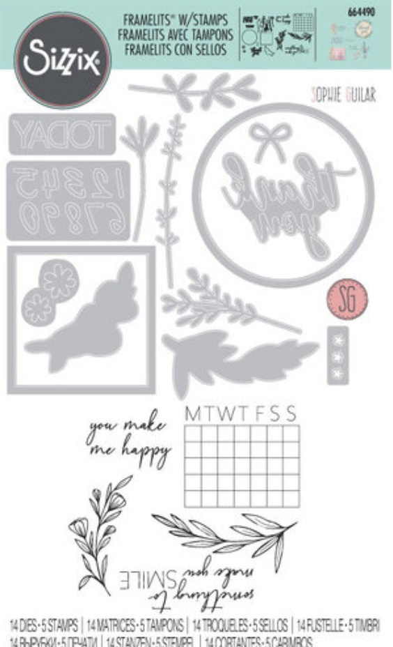 SIZZIX FRAMELITS SNAP HAPPY CUTTING DIES BY SOPHIE GUILAR.