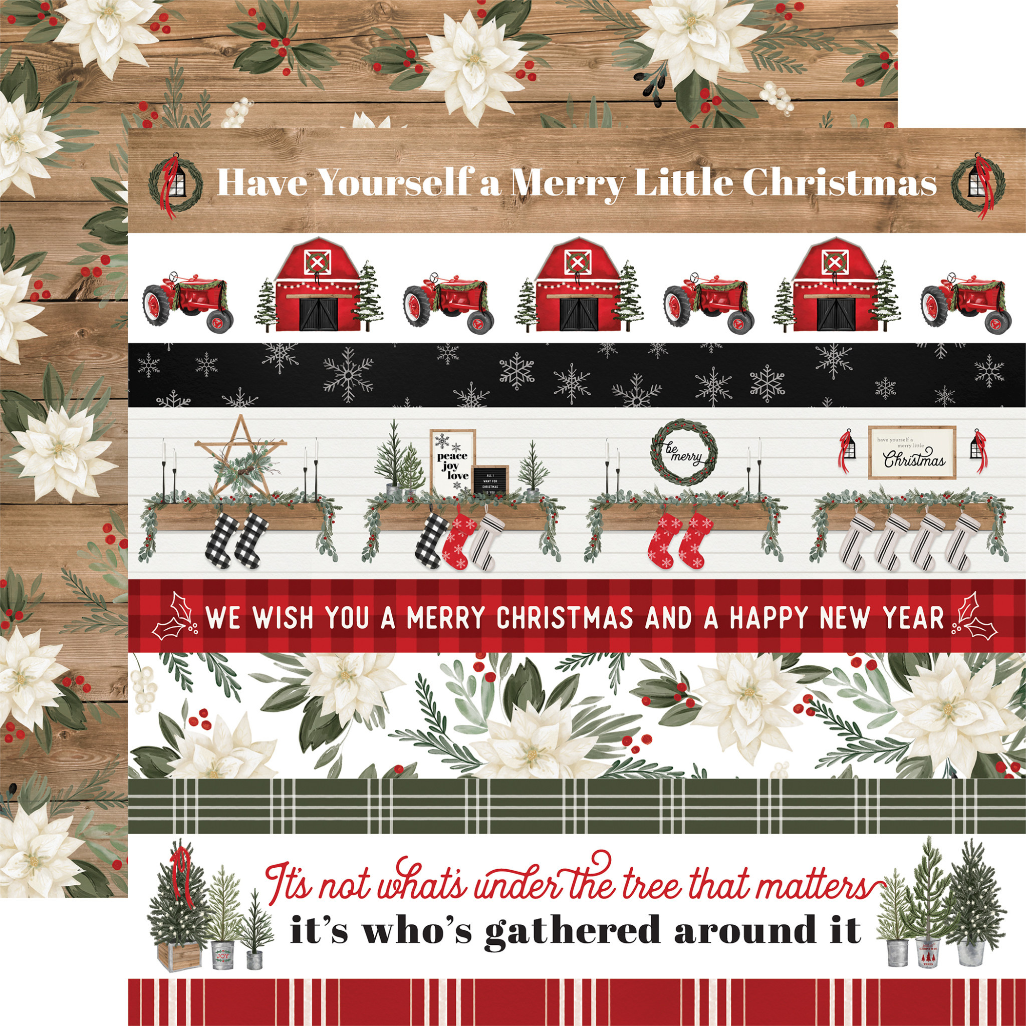 Carta Bella Christmas 2022 Carta Bella Farmhouse Christmas Paper: Border Strips - Creative Escape