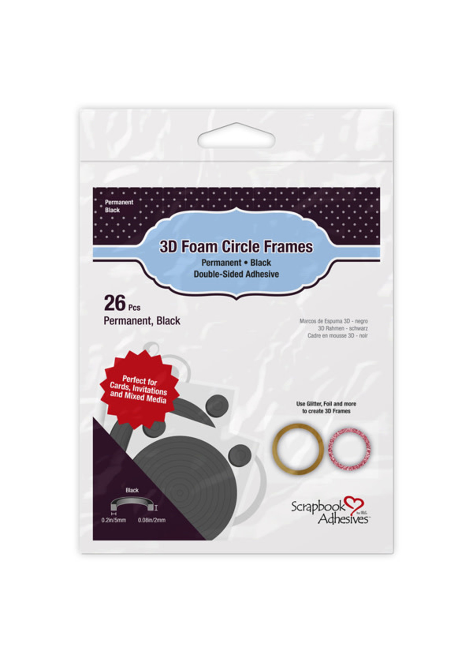 scrapbook adhesives 3D Foam Circle frames black