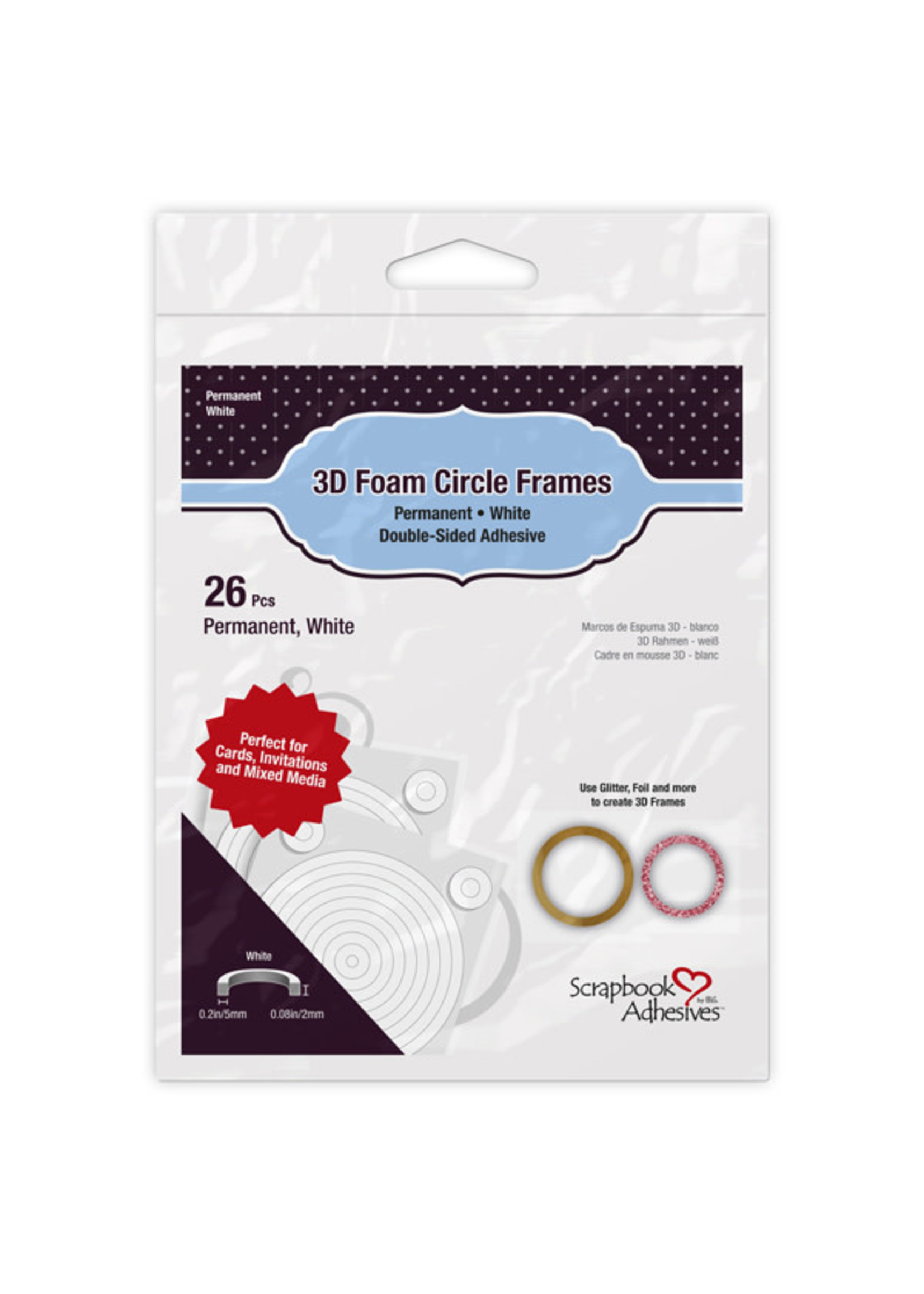 scrapbook adhesives 3D Foam Circle frames white