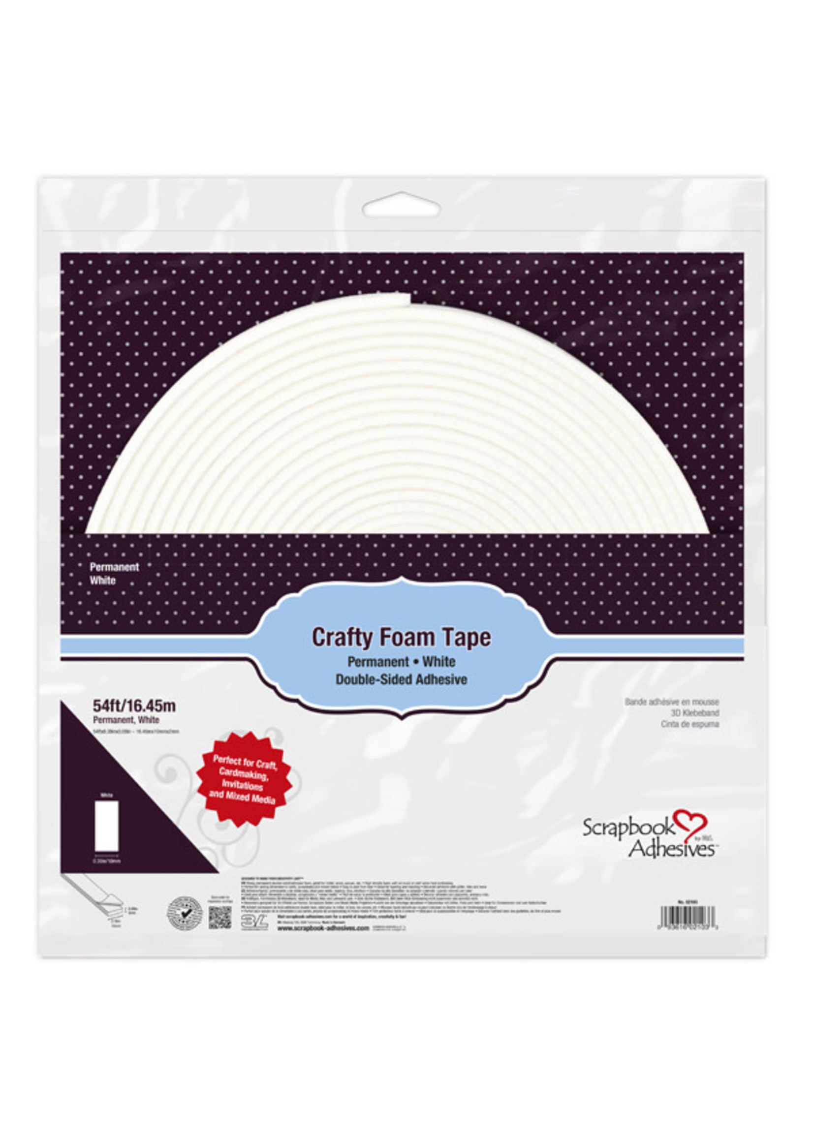 scrapbook adhesives Crafty Foam Tape Roll (White, .39"X54')