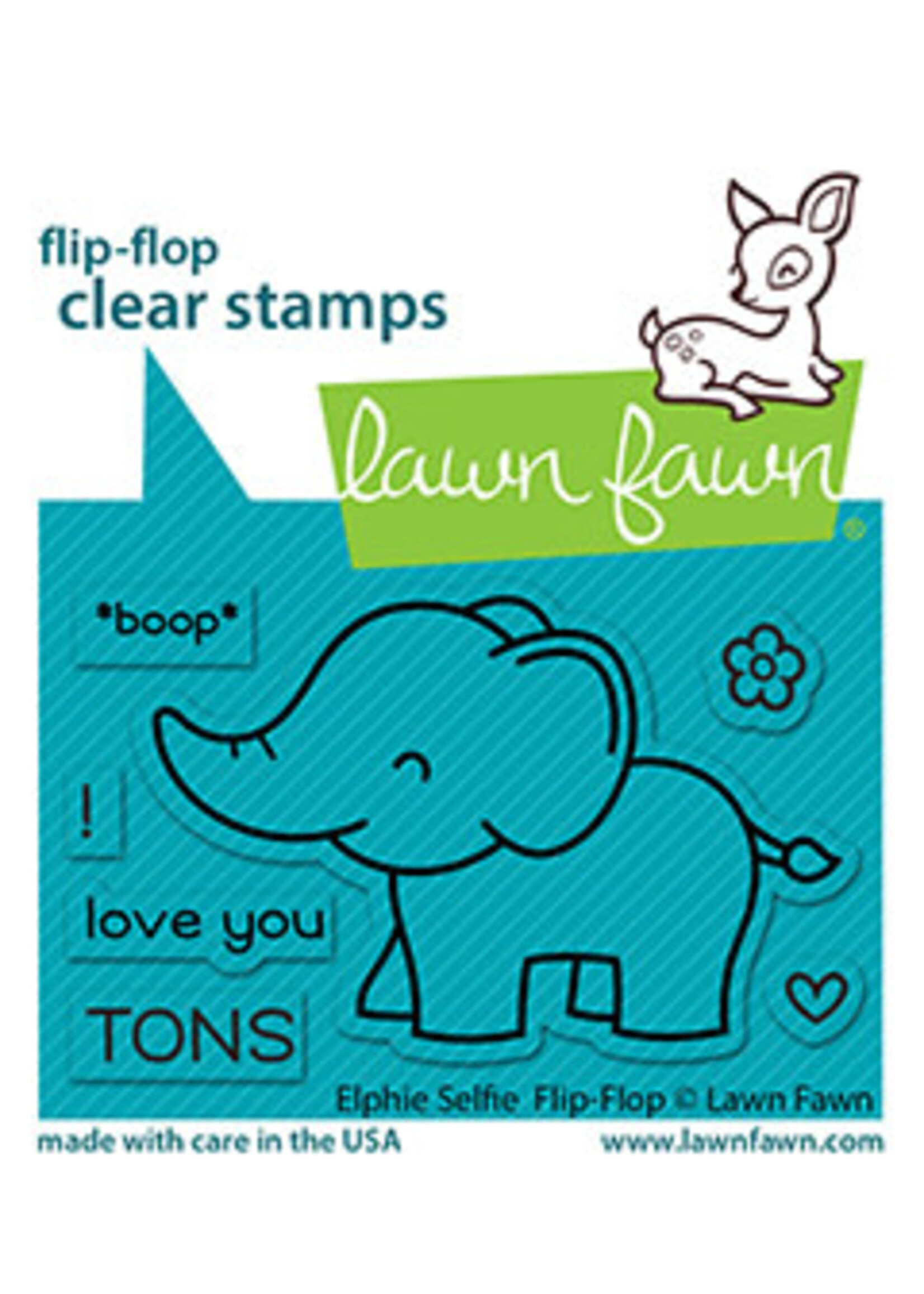 Lawn Fawn elphie selfie flip-flop stamp