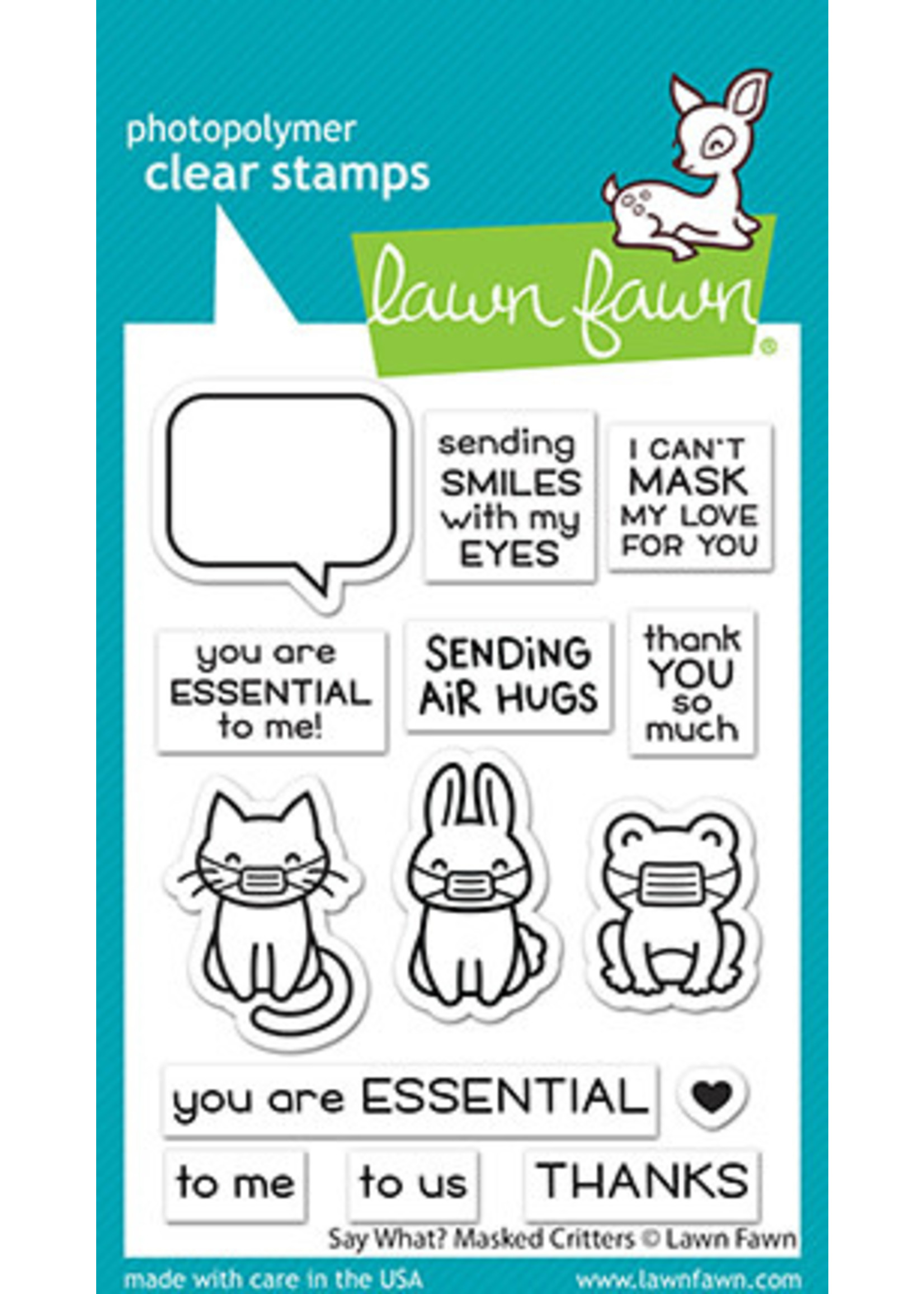 Lawn Fawn say what? masked critters stamp
