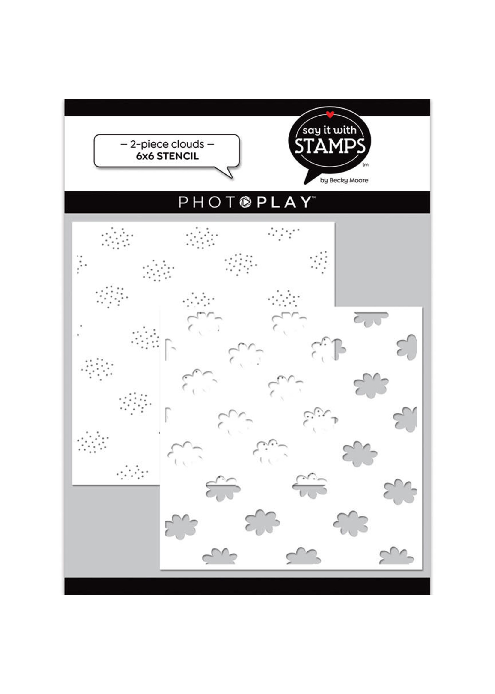 Photoplay Clouds 6x6 Stencil 2-piece