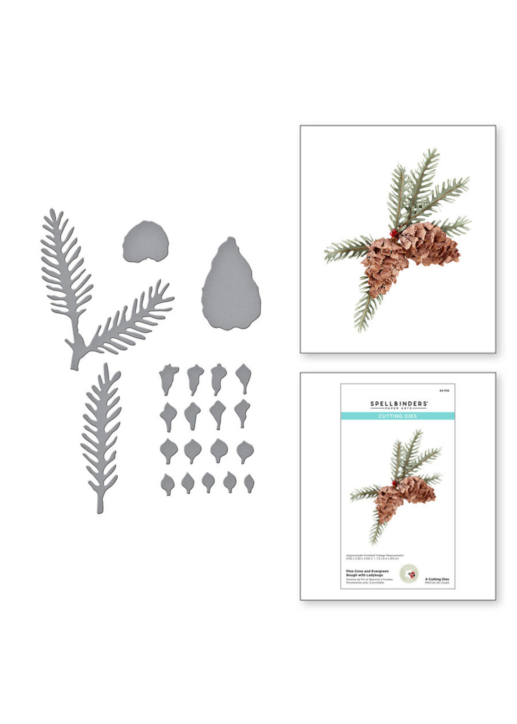 spellbinders Pine Cone and Evergreen Bough with Ladybugs Etched Dies