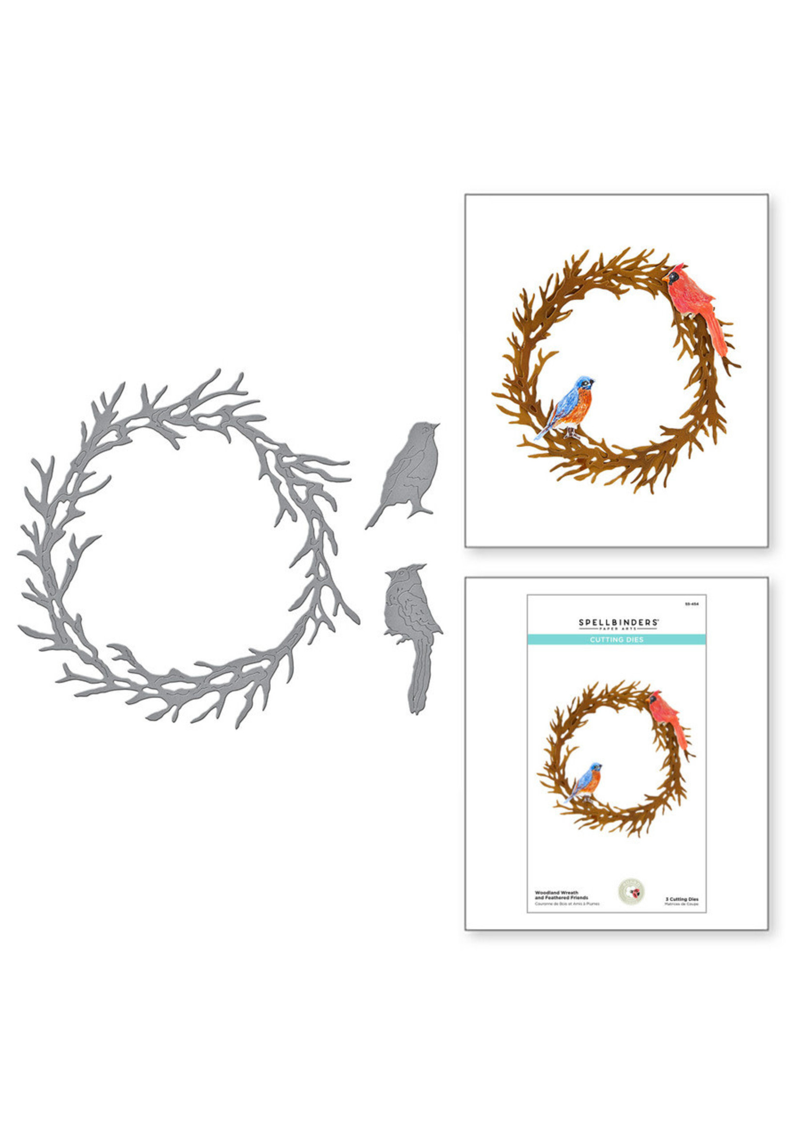 spellbinders Woodland Wreath and Feathered Friends Etched Dies