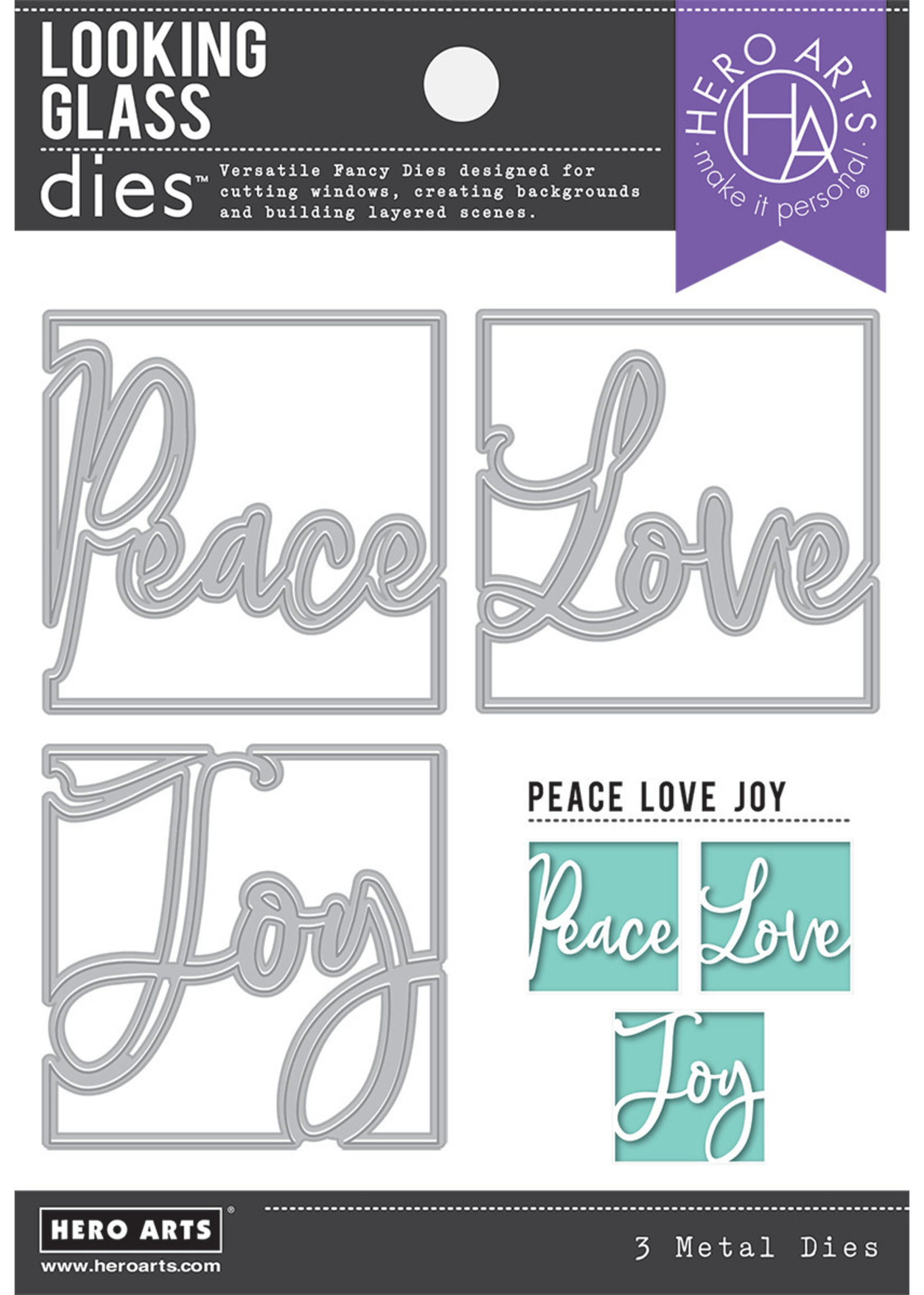 HERO ARTS Looking Glass Peace Love Joy Dies