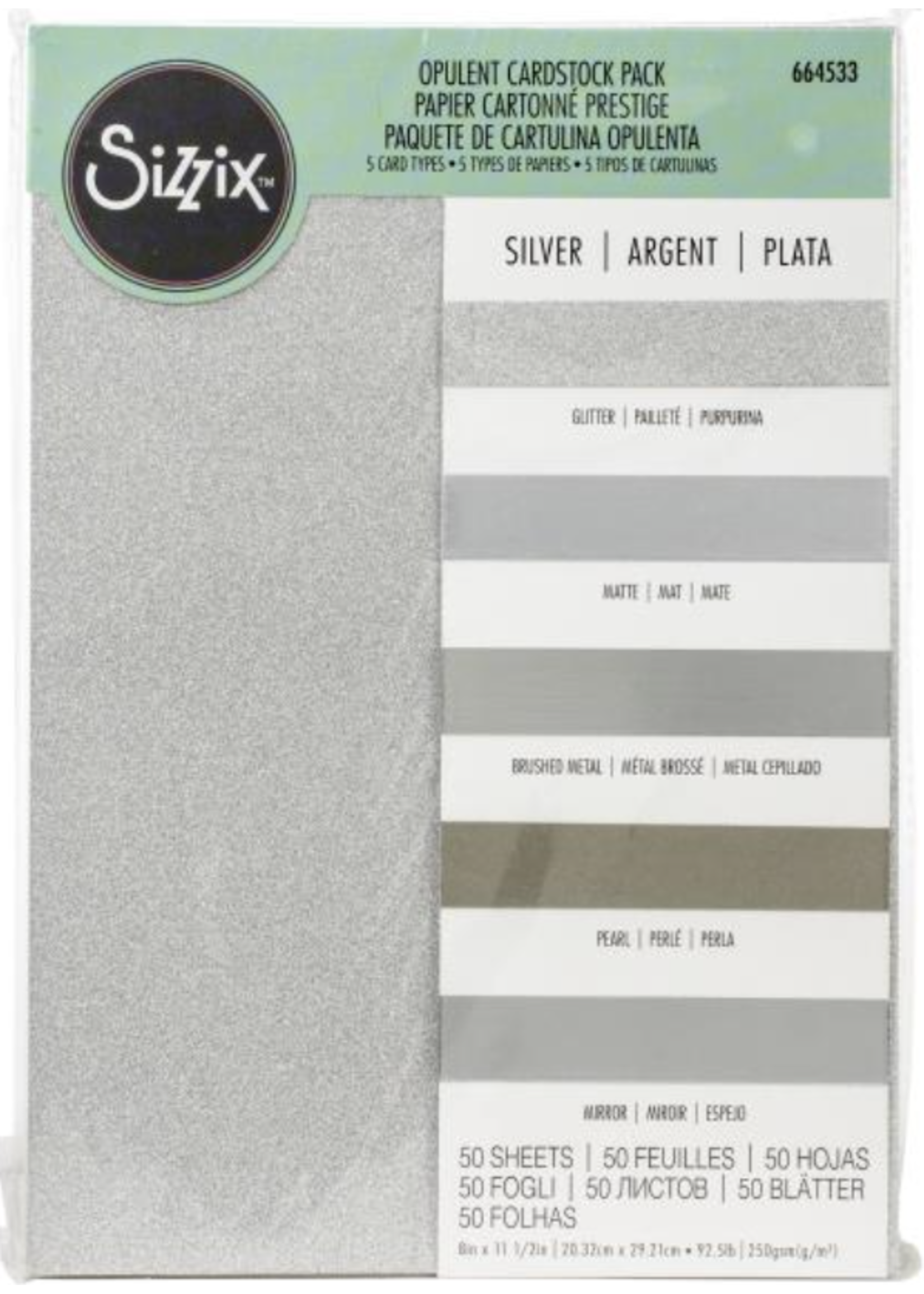 Sizzix Opulent Cardstock Pack: Silver