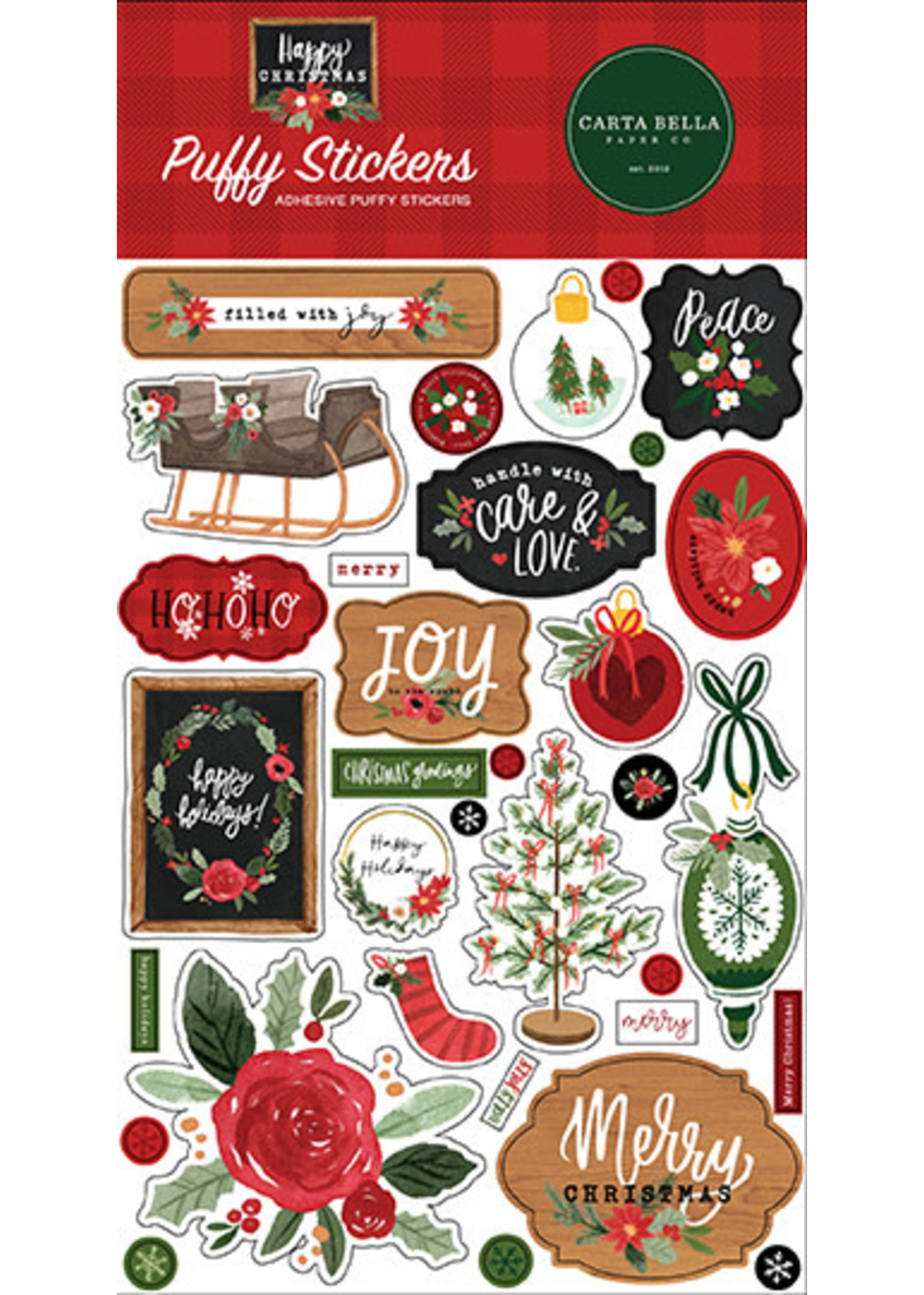 Carta Bella Happy Christmas:  Puffy Stickers