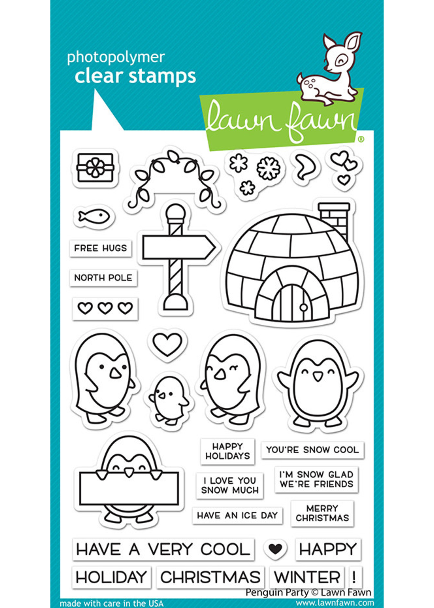 Lawn Fawn penguin party stamp