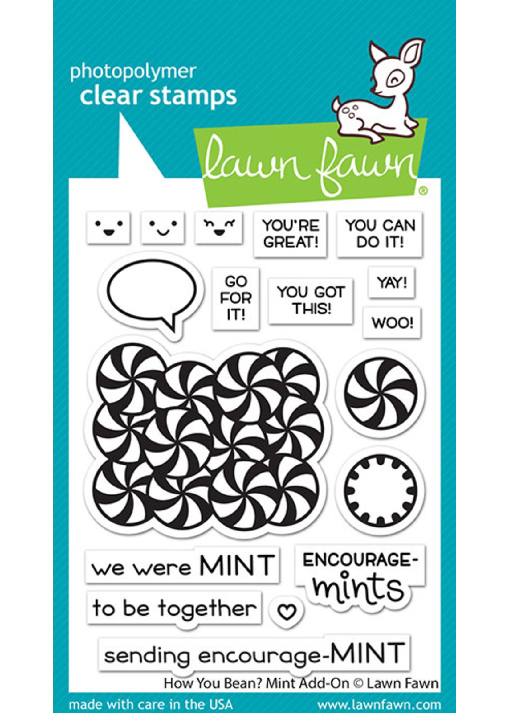 Lawn Fawn how you bean? mint add-on stamp