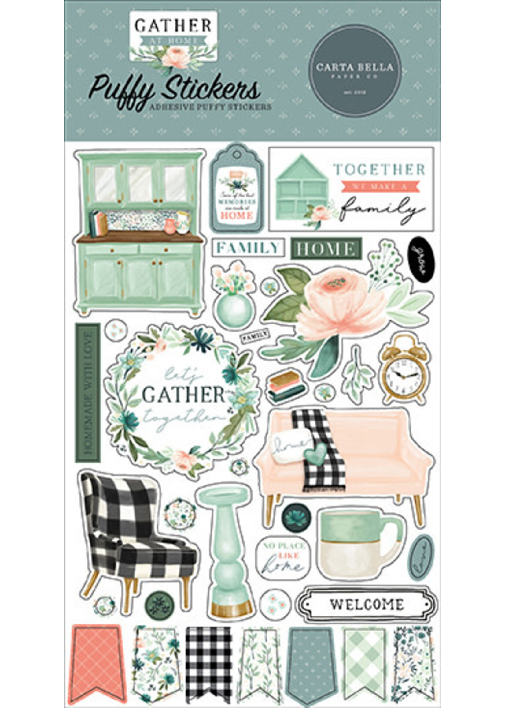 Carta Bella Gather At Home: Puffy Stickers