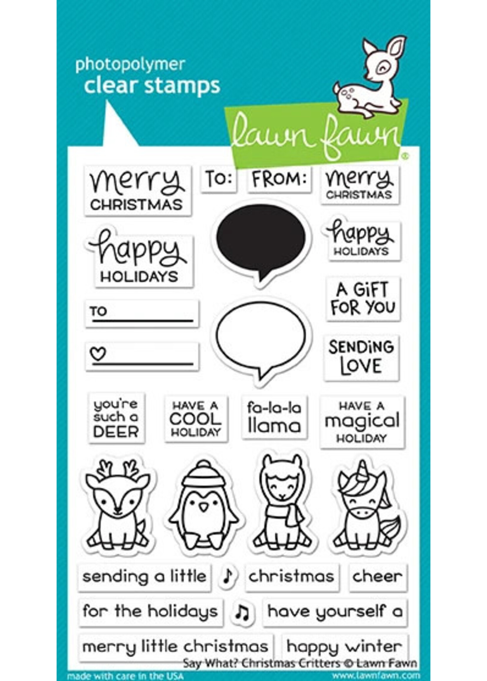 Lawn Fawn Stamp Say What? Christmas Critters