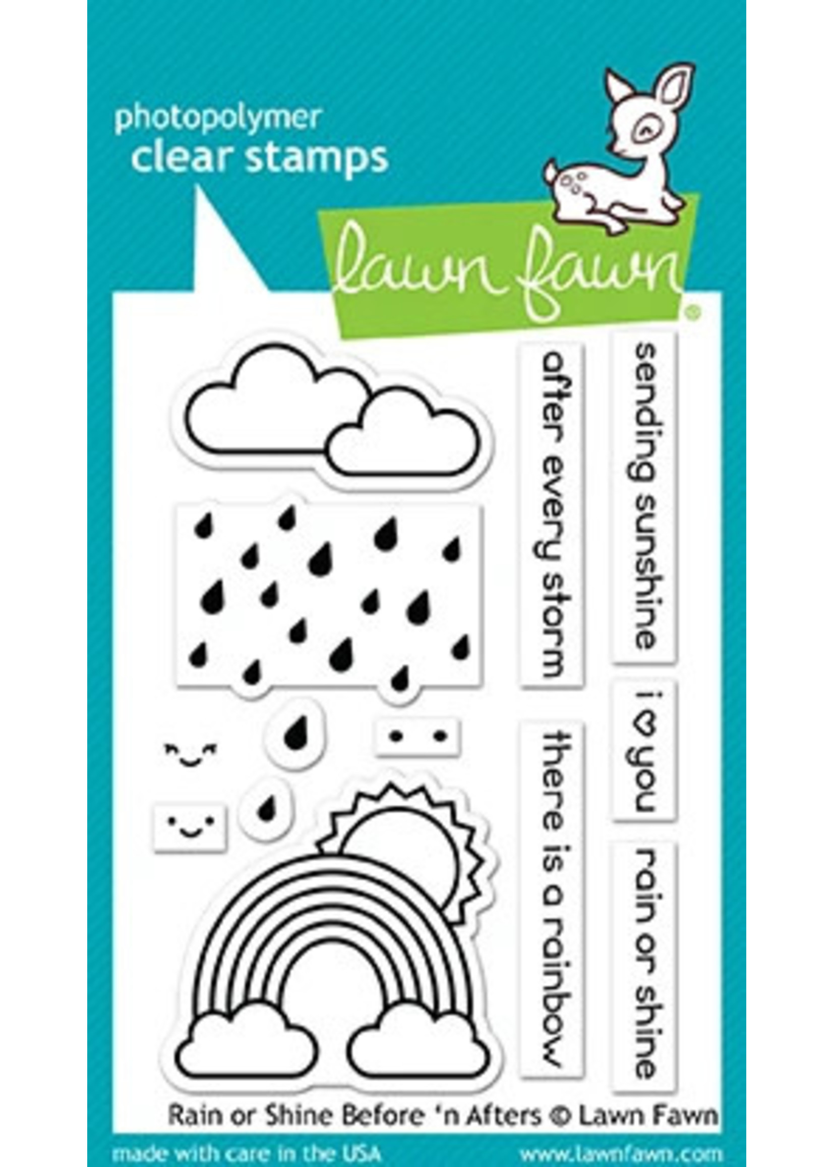 Lawn Fawn Stamp rain or shine before 'n afters