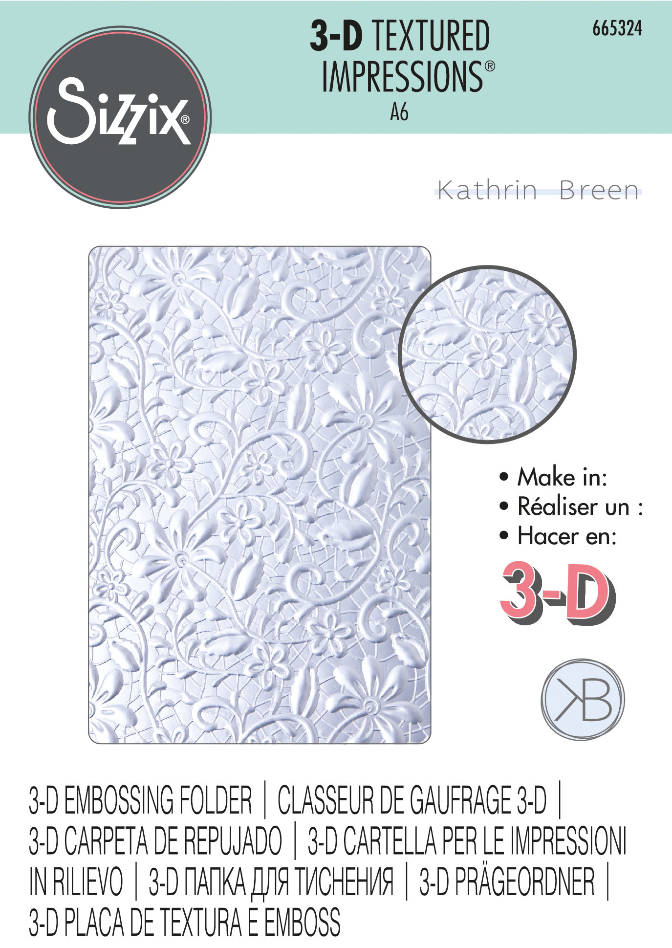 Sizzix Lacey 3D Embossing Folder Creative Escape