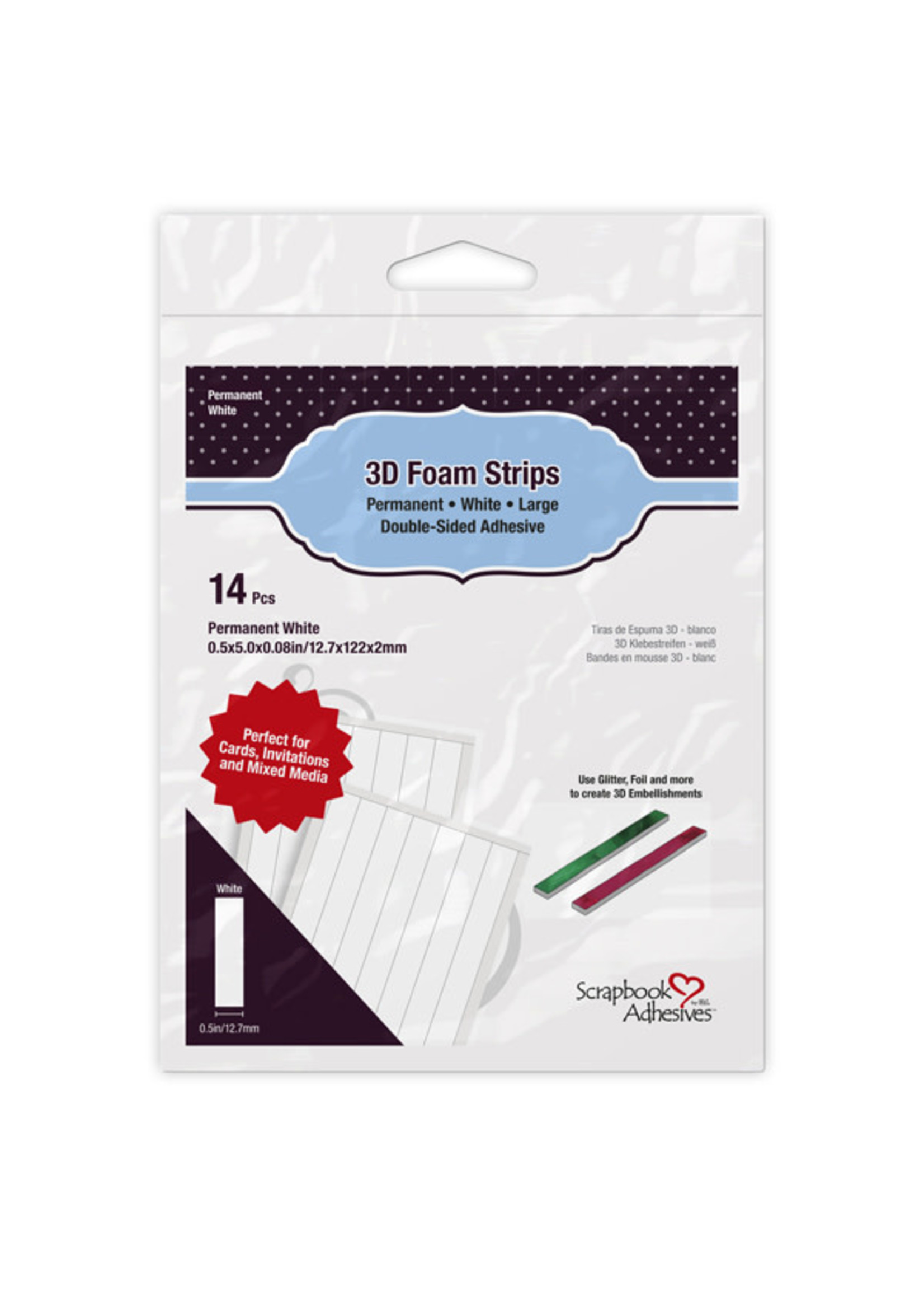 scrapbook adhesives 3D Foam Strips:  White, Large 14 pieces