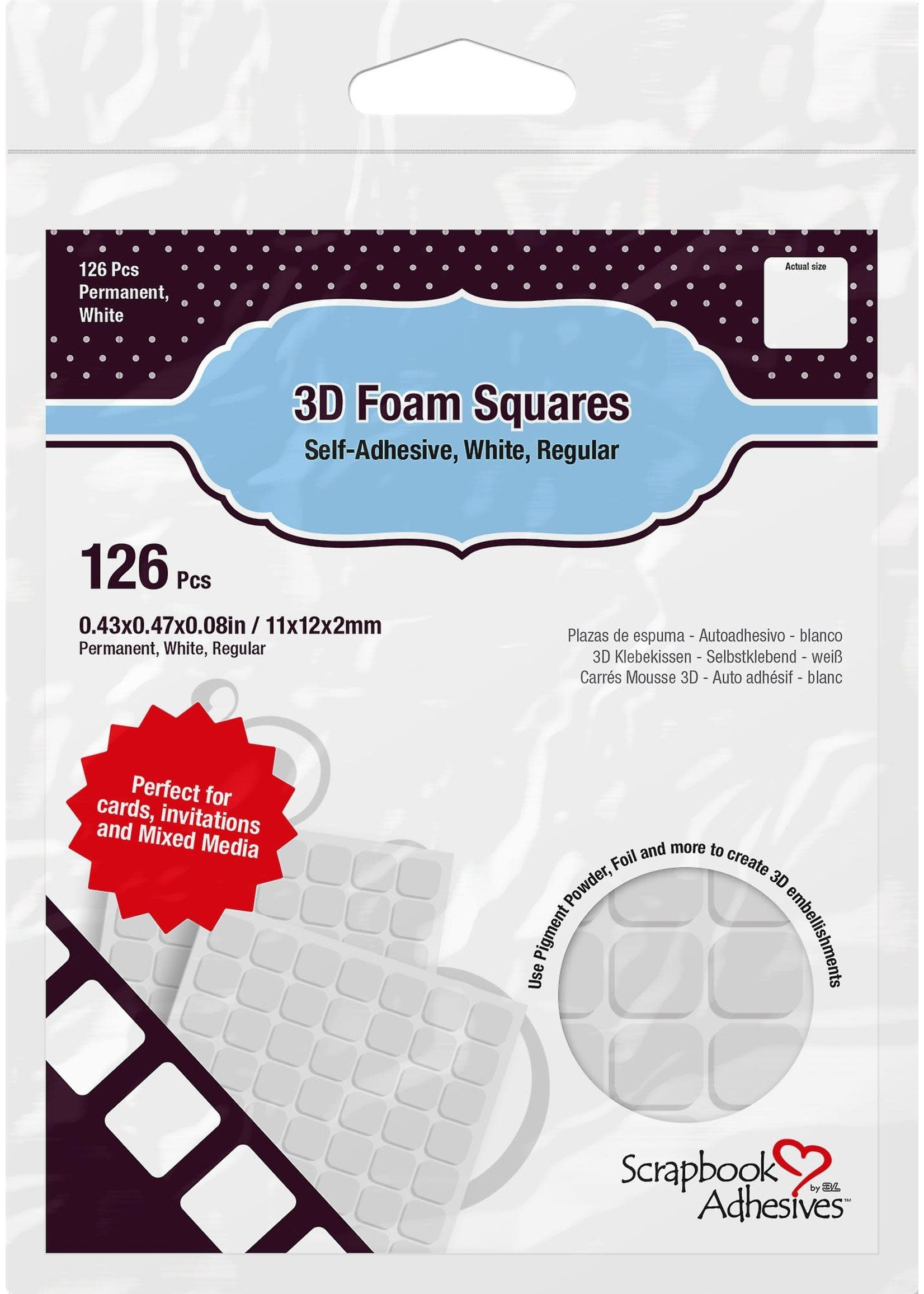 scrapbook adhesives 3D Foam Squares White 126pcs