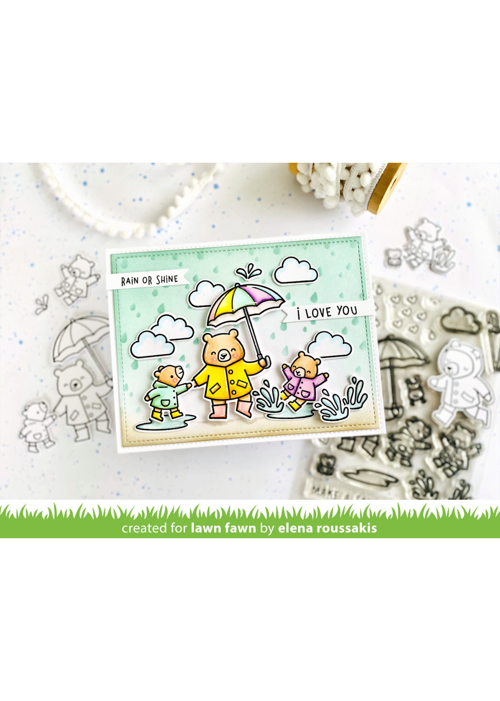 Lawn Fawn beary rainy day stamp