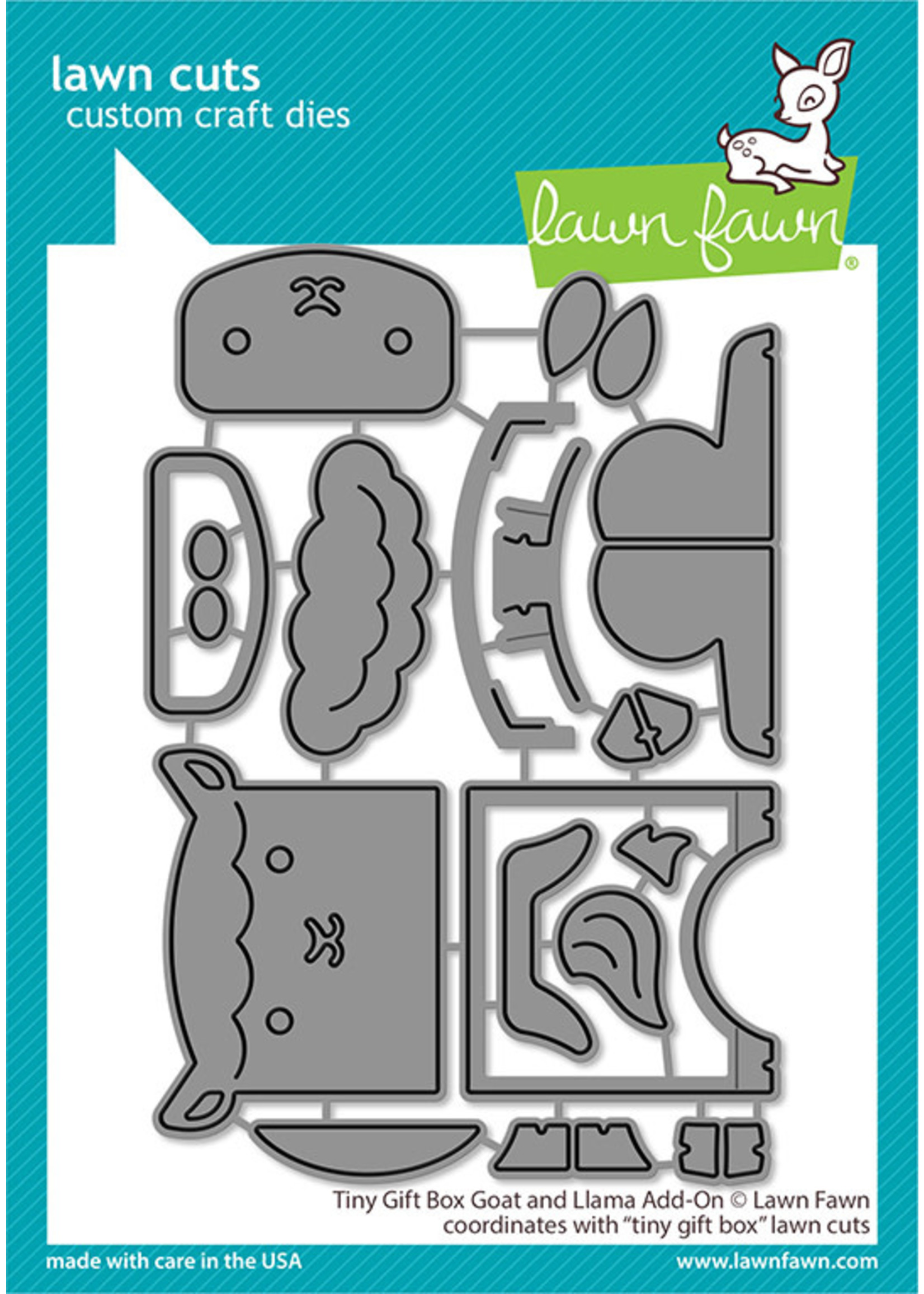 Lawn Fawn tiny gift box goat and llama add-on die