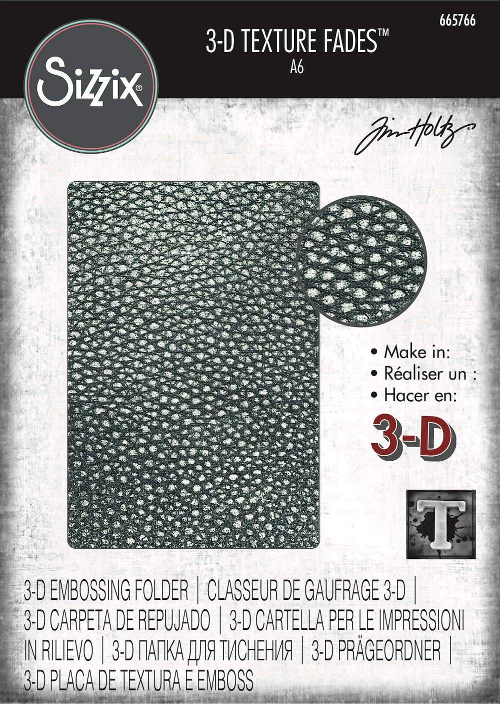 Sizzix Cracked Leather 3D Texture Fades™ Embossing Folder Creative Escape