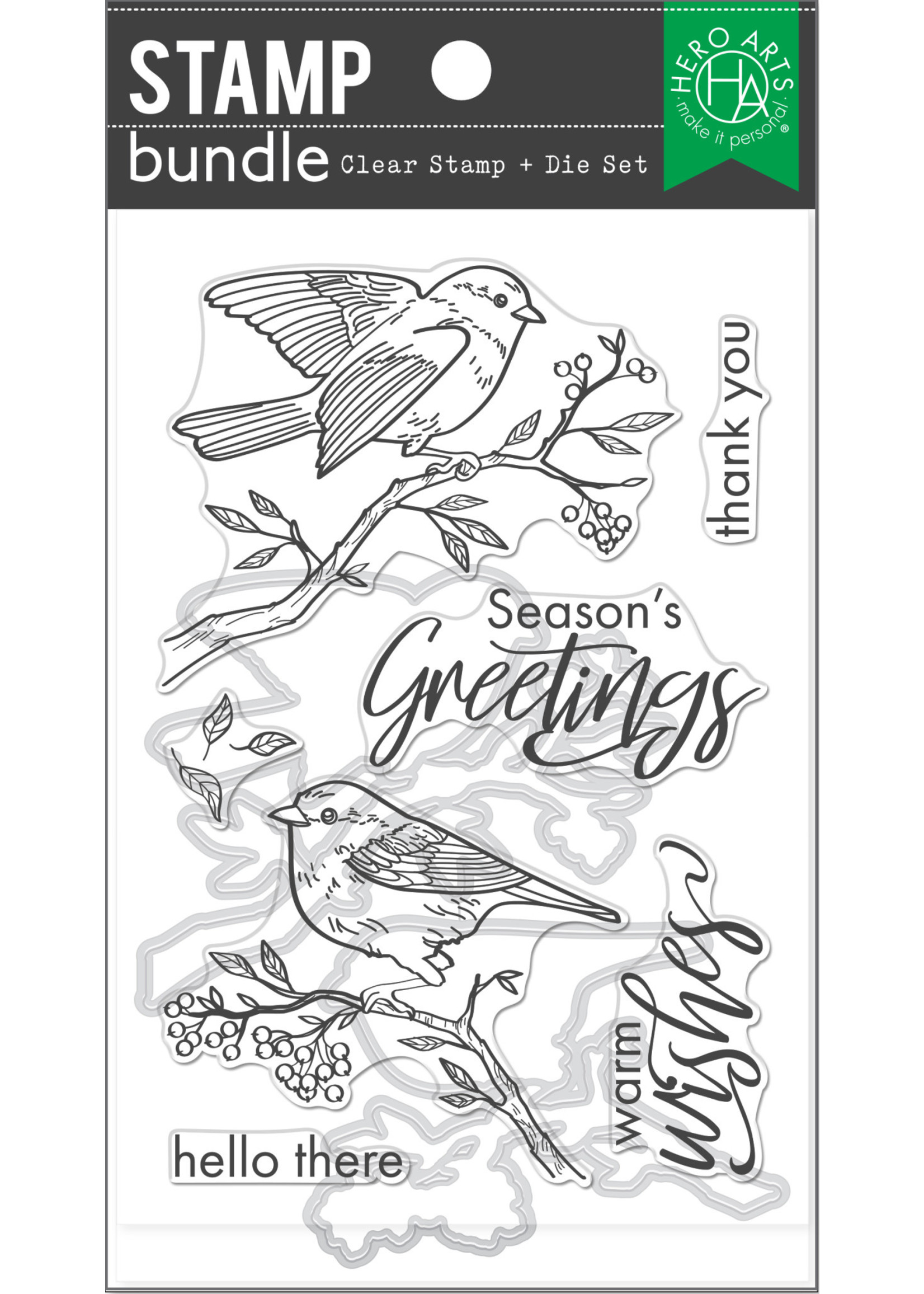 HERO ARTS Finch Greetings Stamp & Die Bundle