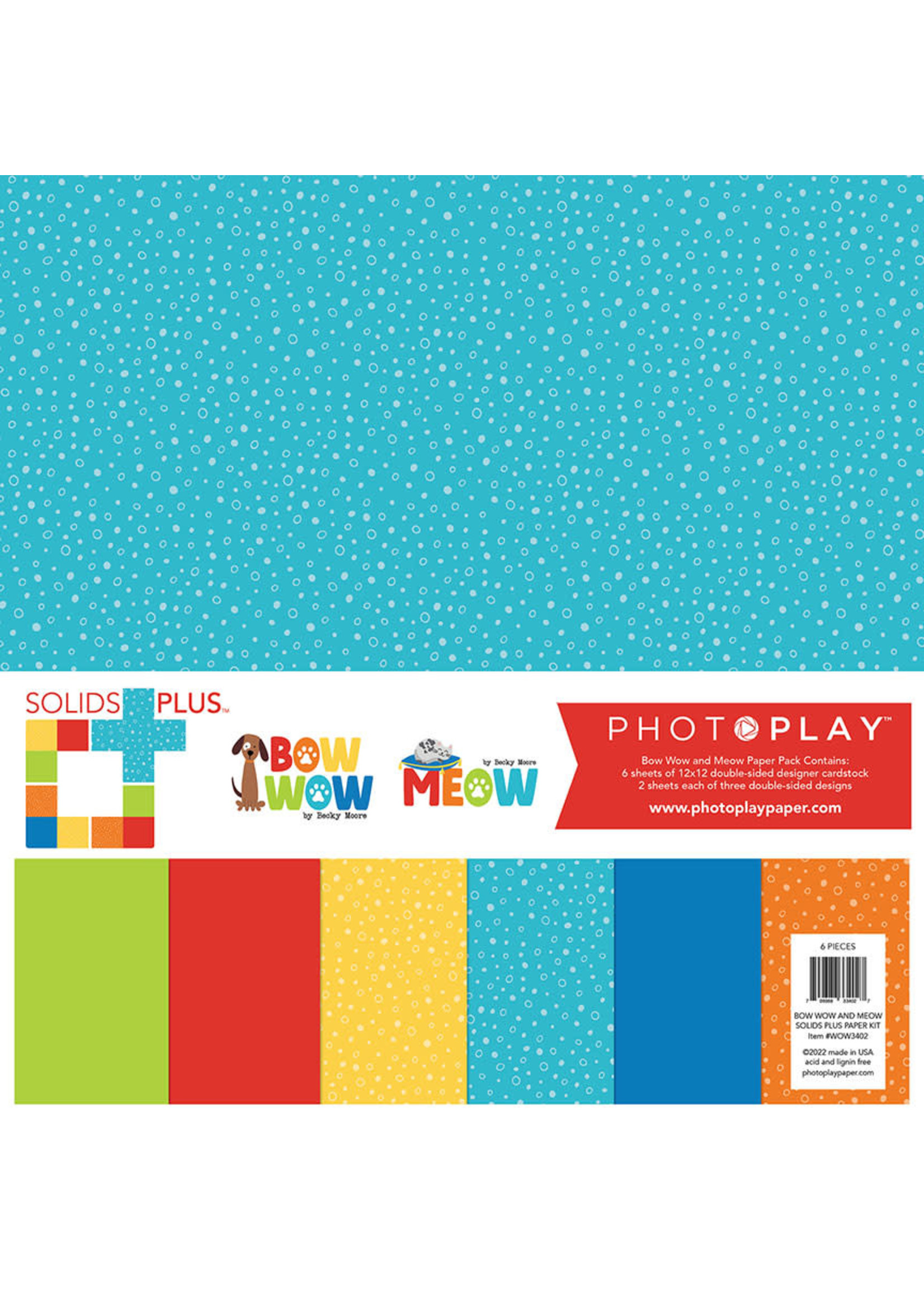 Photoplay Bow Wow & Meow Paper: Solids + Paper Pack