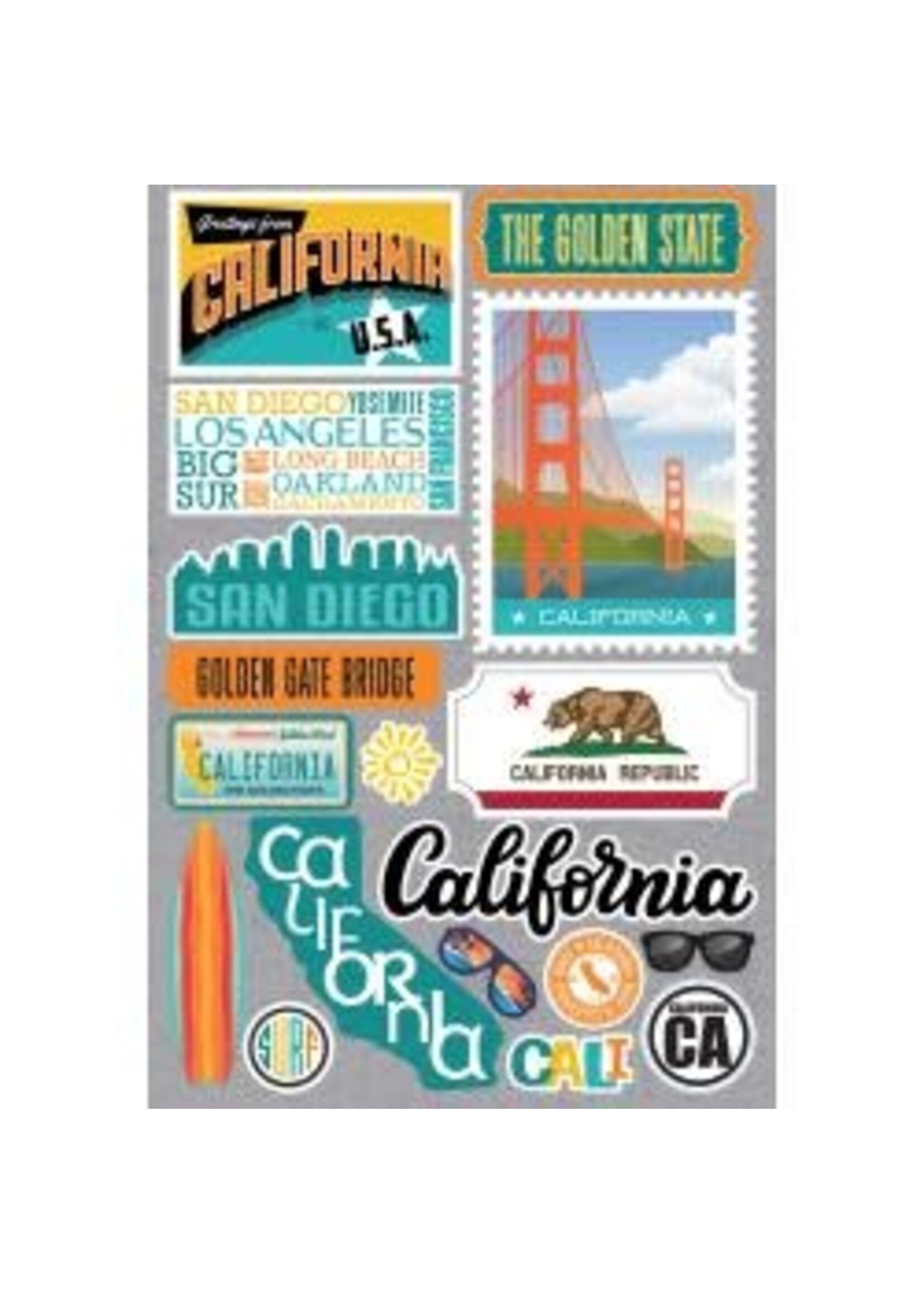 reminisce State Dimensional Stickers: California