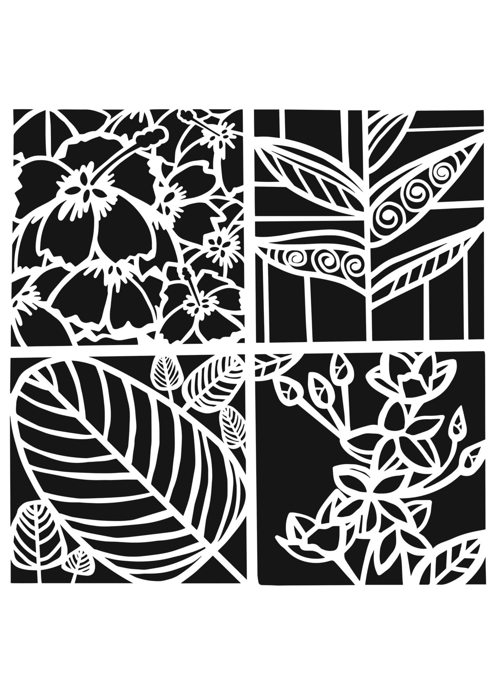 The Crafters Workshop Botanical Squares 6x6 Stencil