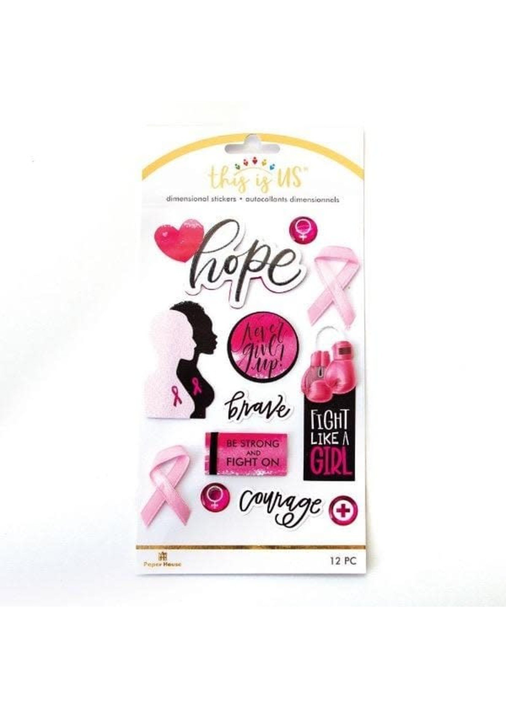 paper house Breast Cancer dimensional stickers