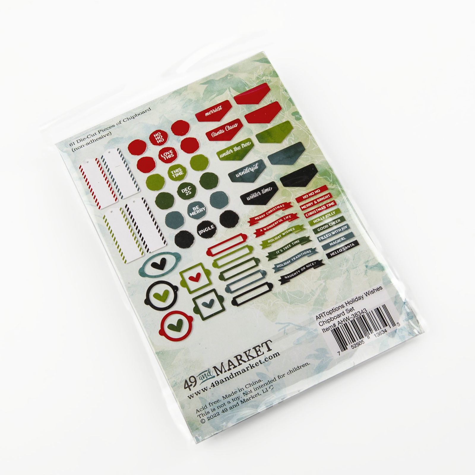 49 and Market Holiday Wishes Chipboard Set Creative Escape