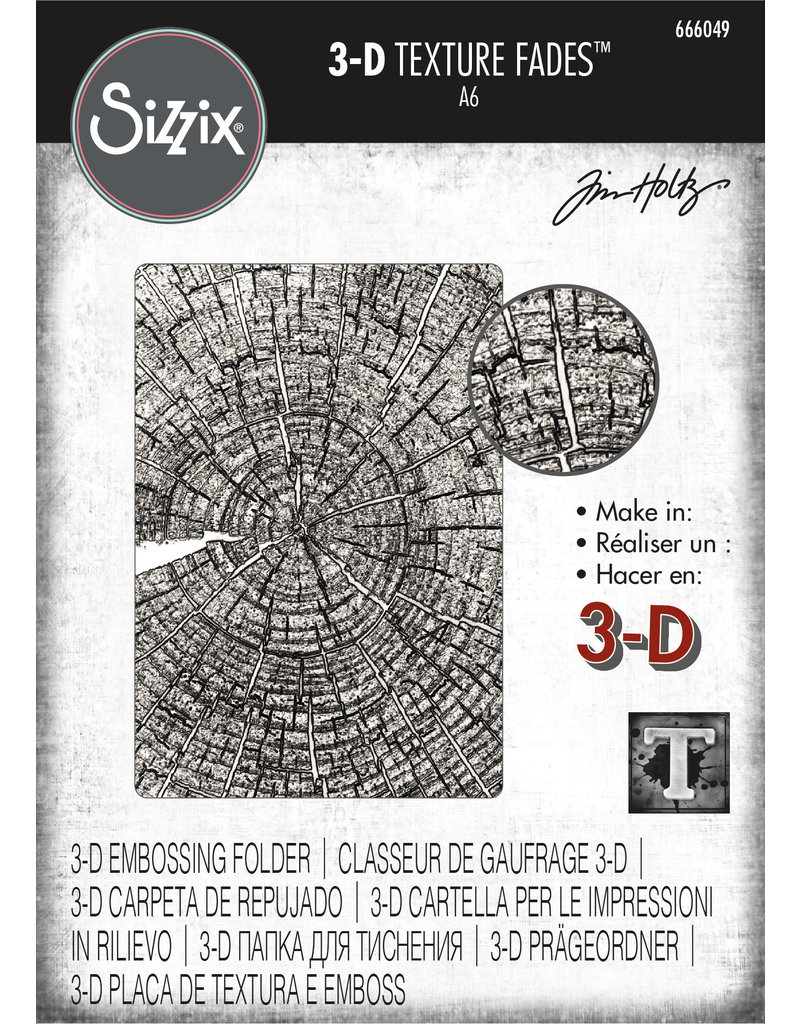 sizzix Sizzix® 3-D Texture Fades™ Embossing Folder - Tree Rings by Tim Holtz®