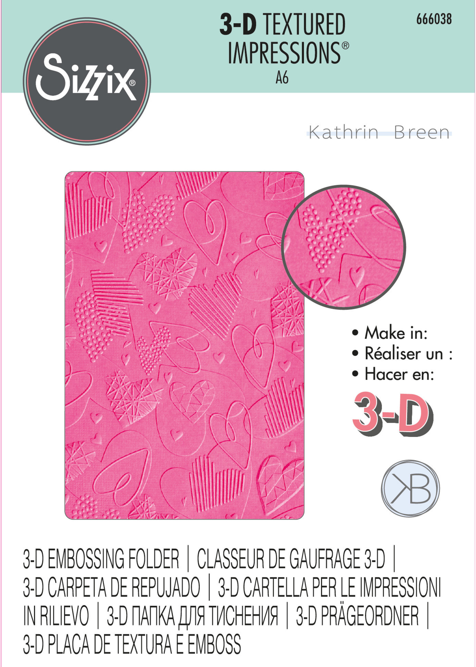 Sizzix Sizzix® 3-D Textured Impressions® Embossing Folder - Mark Making Hearts by Kath Breen