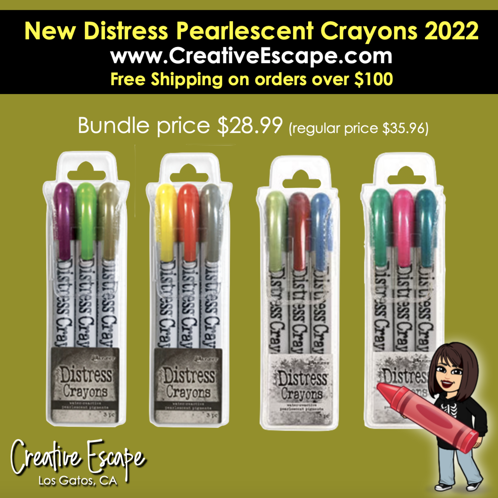 Distress Crayons 2022 Pearlescent Bundle Sets 3&4