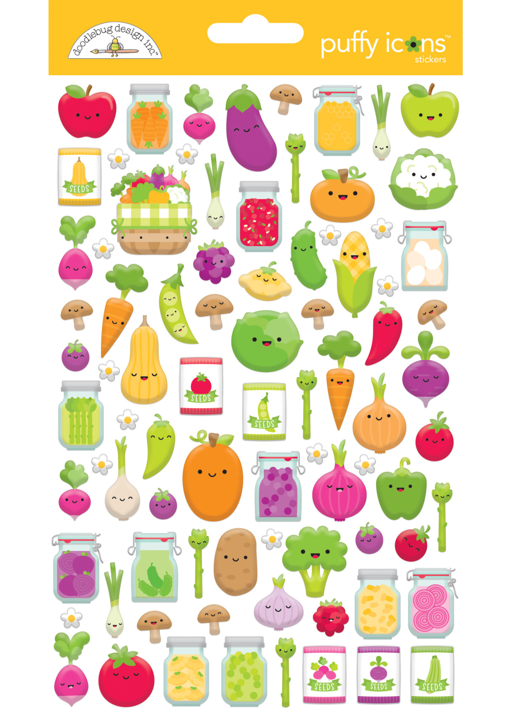 DOODLEBUG farmers market: veggie garden puffy icons stickers