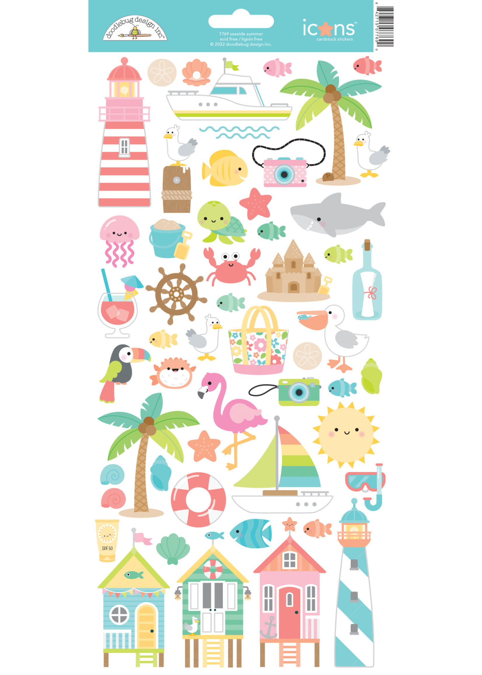 DOODLEBUG seaside summer: icons stickers