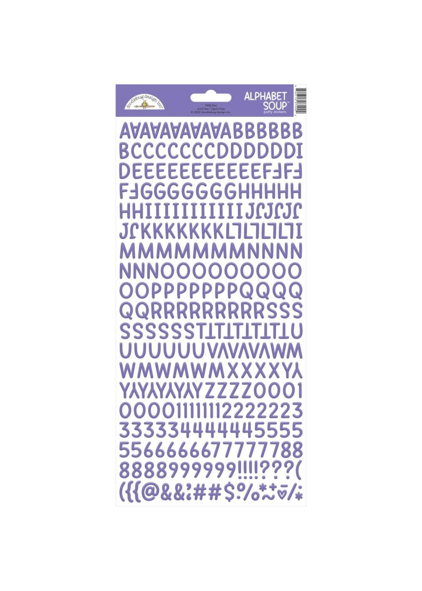 DOODLEBUG Lilac alphabet soup puffy stickers