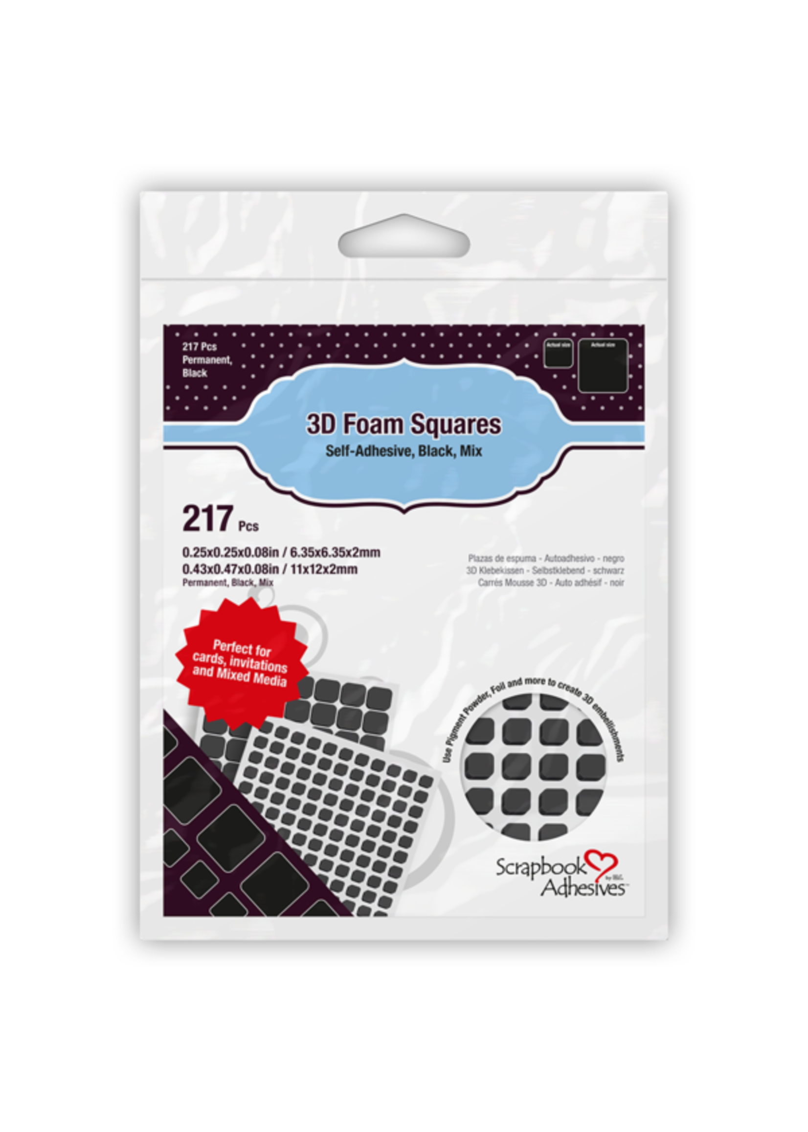scrapbook adhesives Scrapbook Adhesives 3D Foam Squares Variety Pack 217/Pkg Black