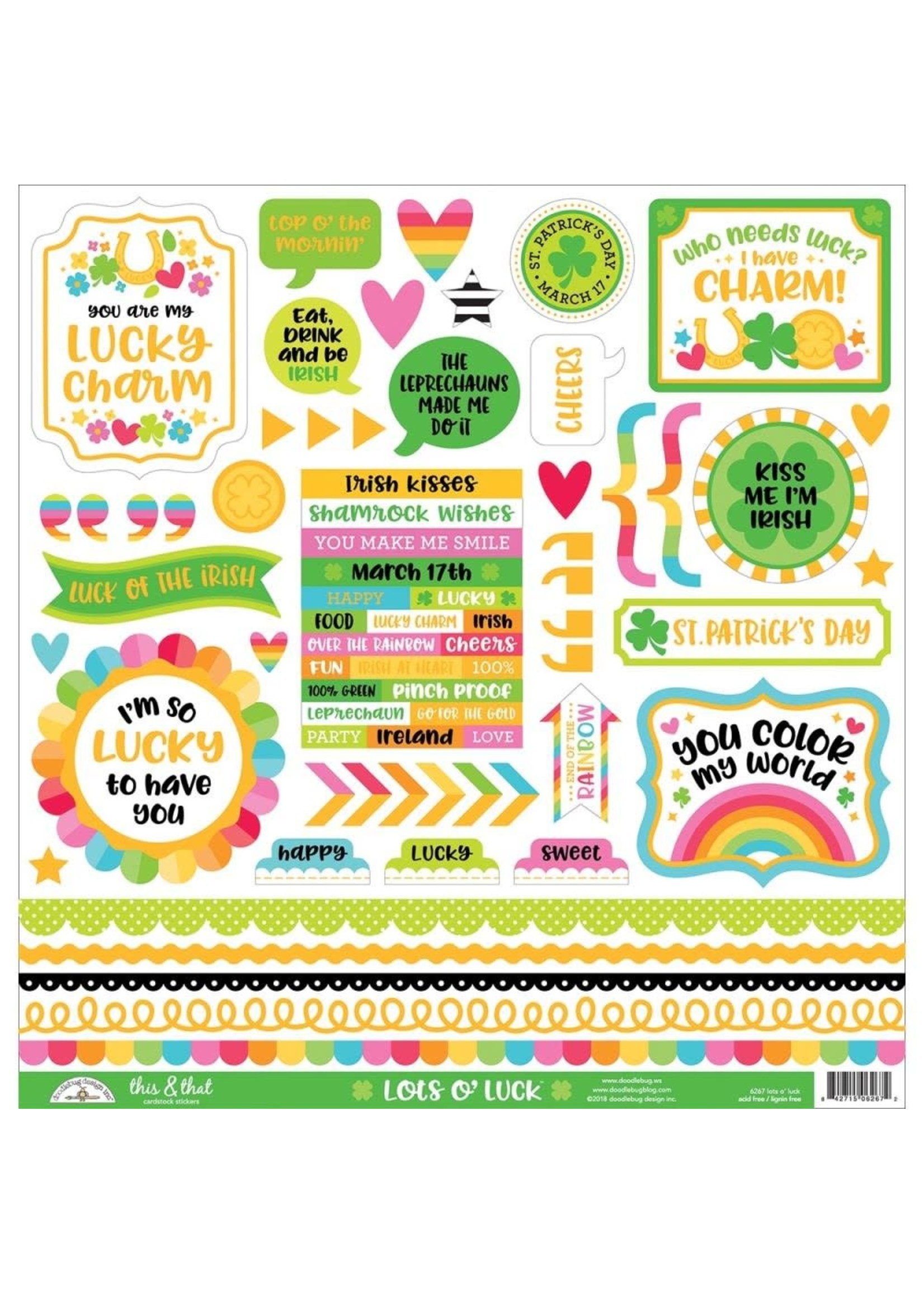 DOODLEBUG Doodlebug This & That Cardstock Stickers 12"X12" -Lots O'luck