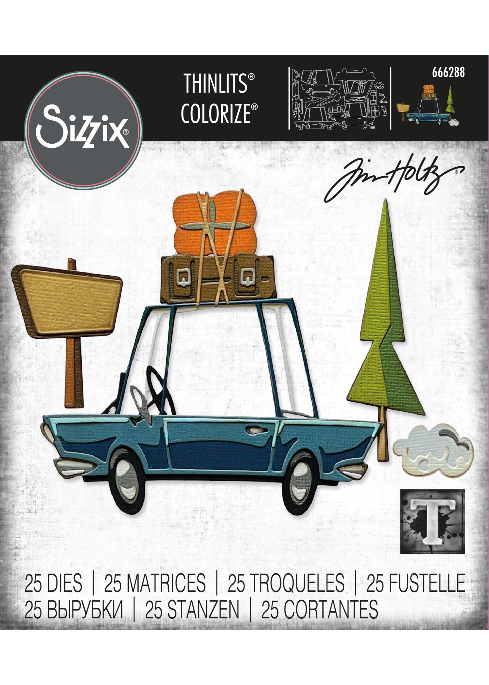 Sizzix Sizzix® Thinlits® Die Set 25PK - Road Trip, Colorize® by Tim Holtz®