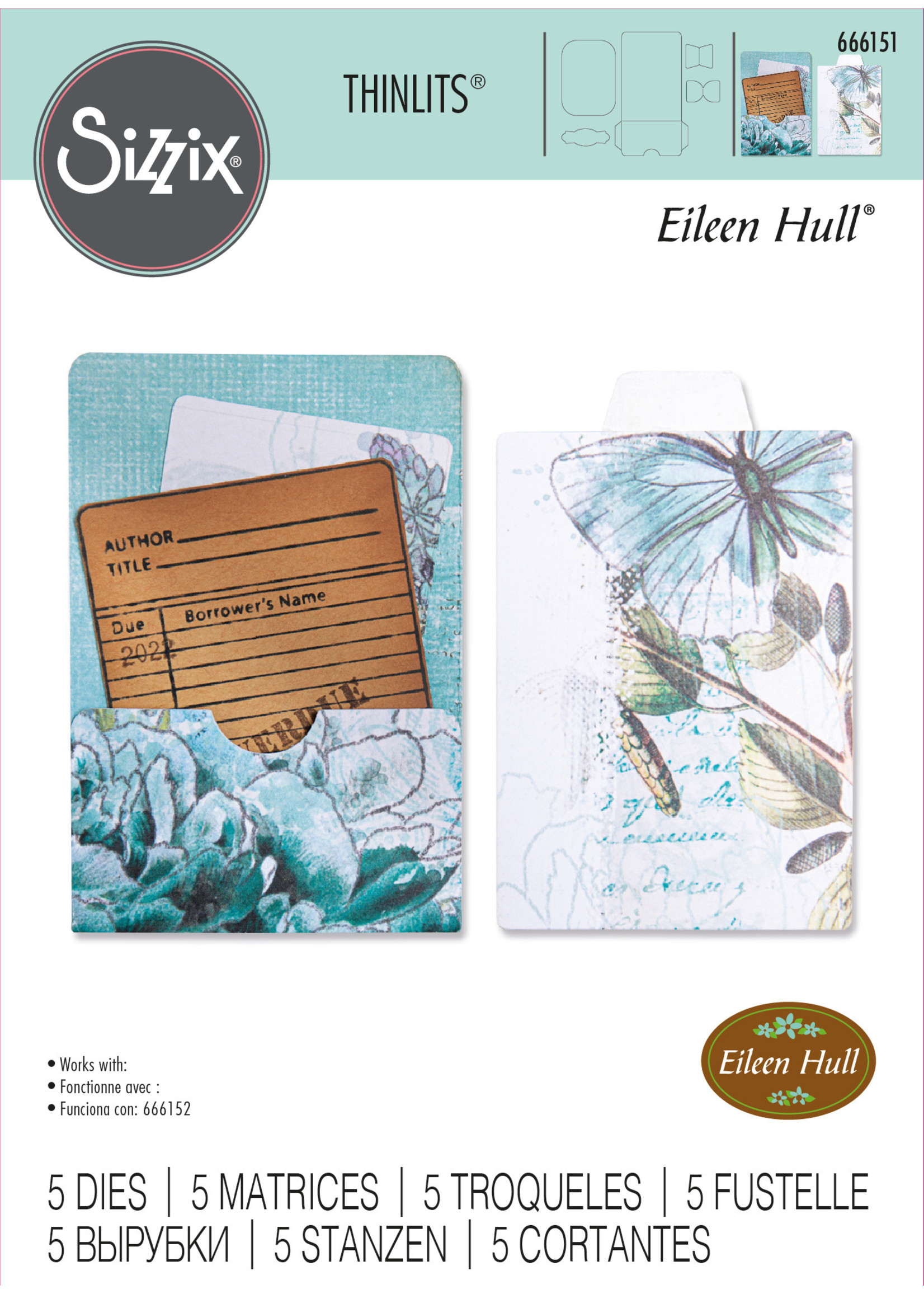 Sizzix Sizzix® Thinlits® Die Set 5PK - Library Pocket, ATC Card & Tabs by Eileen Hull®