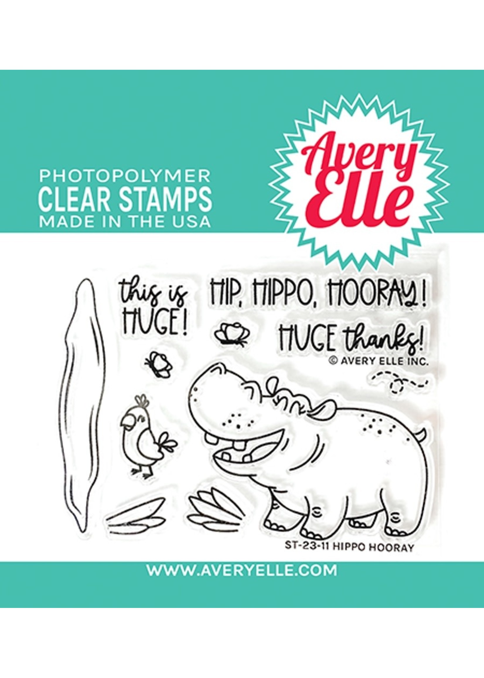 avery elle Hippo Hooray Stamp