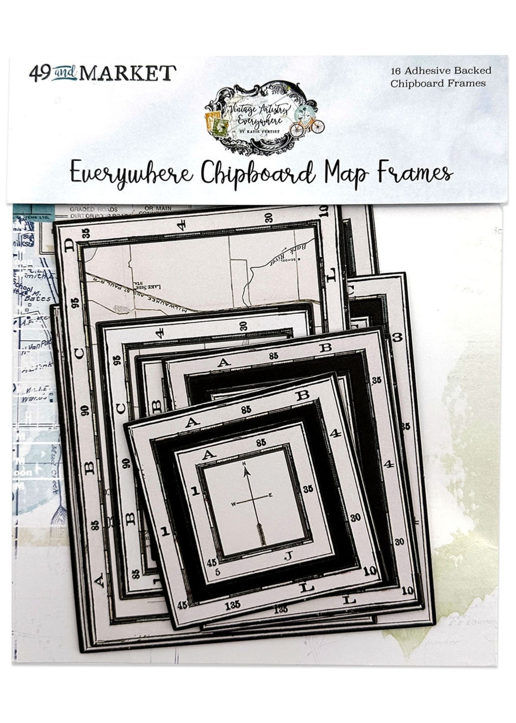 49 and Market VA Everywhere Chipboard Frame Set Map