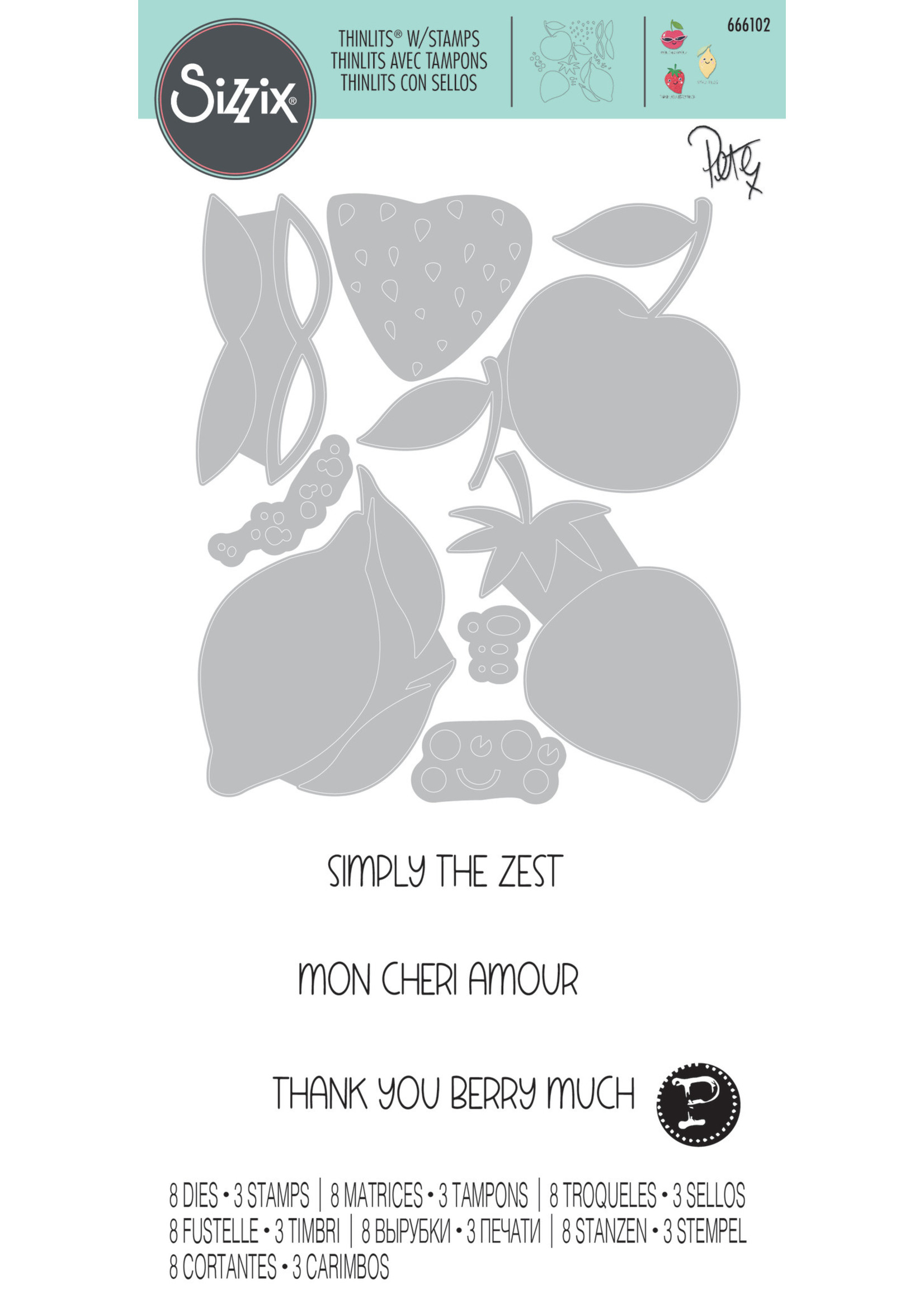 Sizzix Fruity Friends #1 Thinlits w/ Stamps