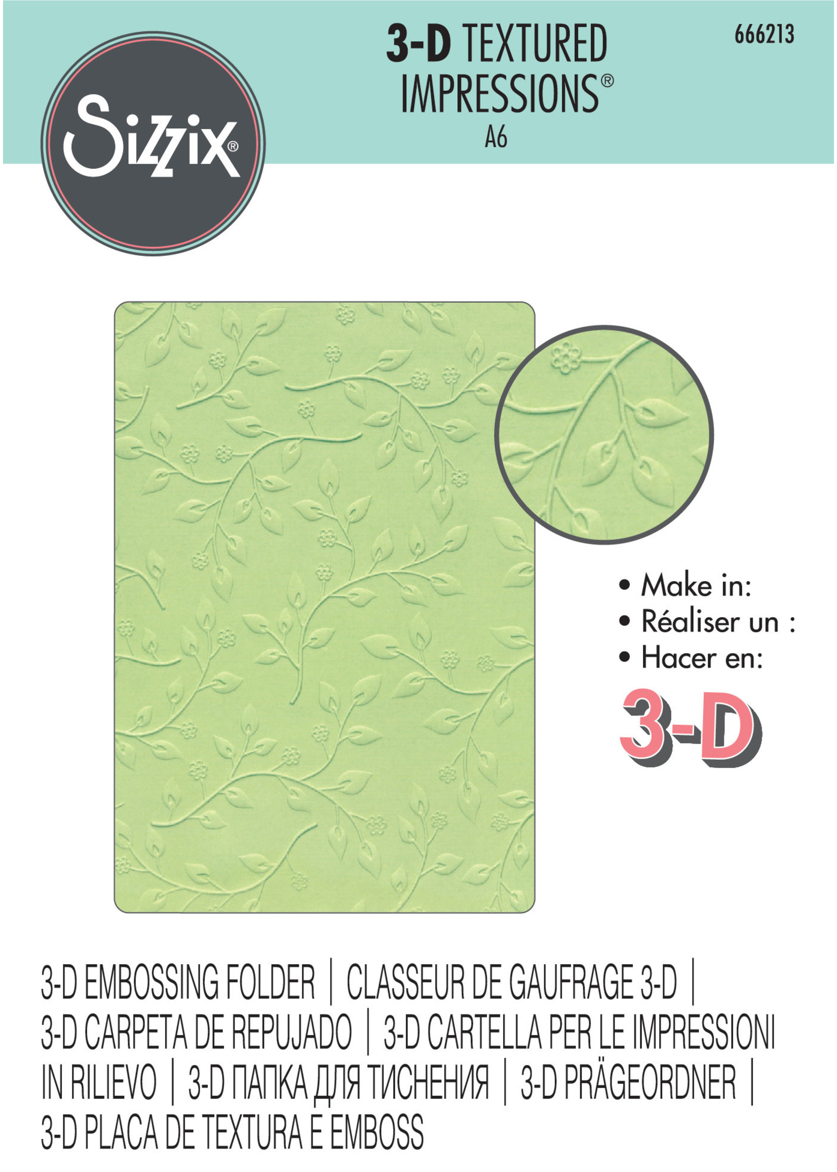 Sizzix Summer Foliage 3D Textured Impressions Embossing Folder